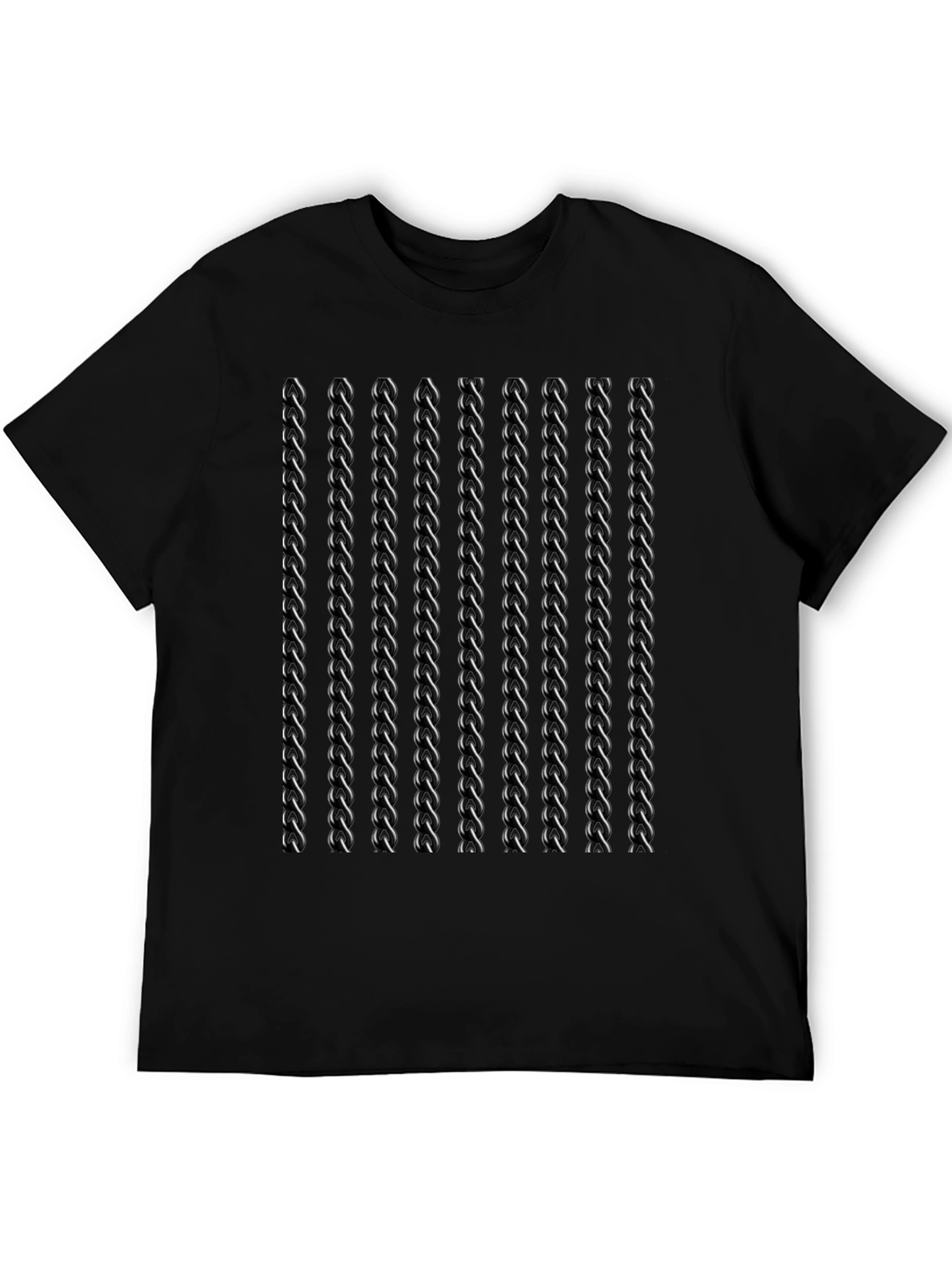 Mens Black Twisted Chain Link Pattern T-Shirt