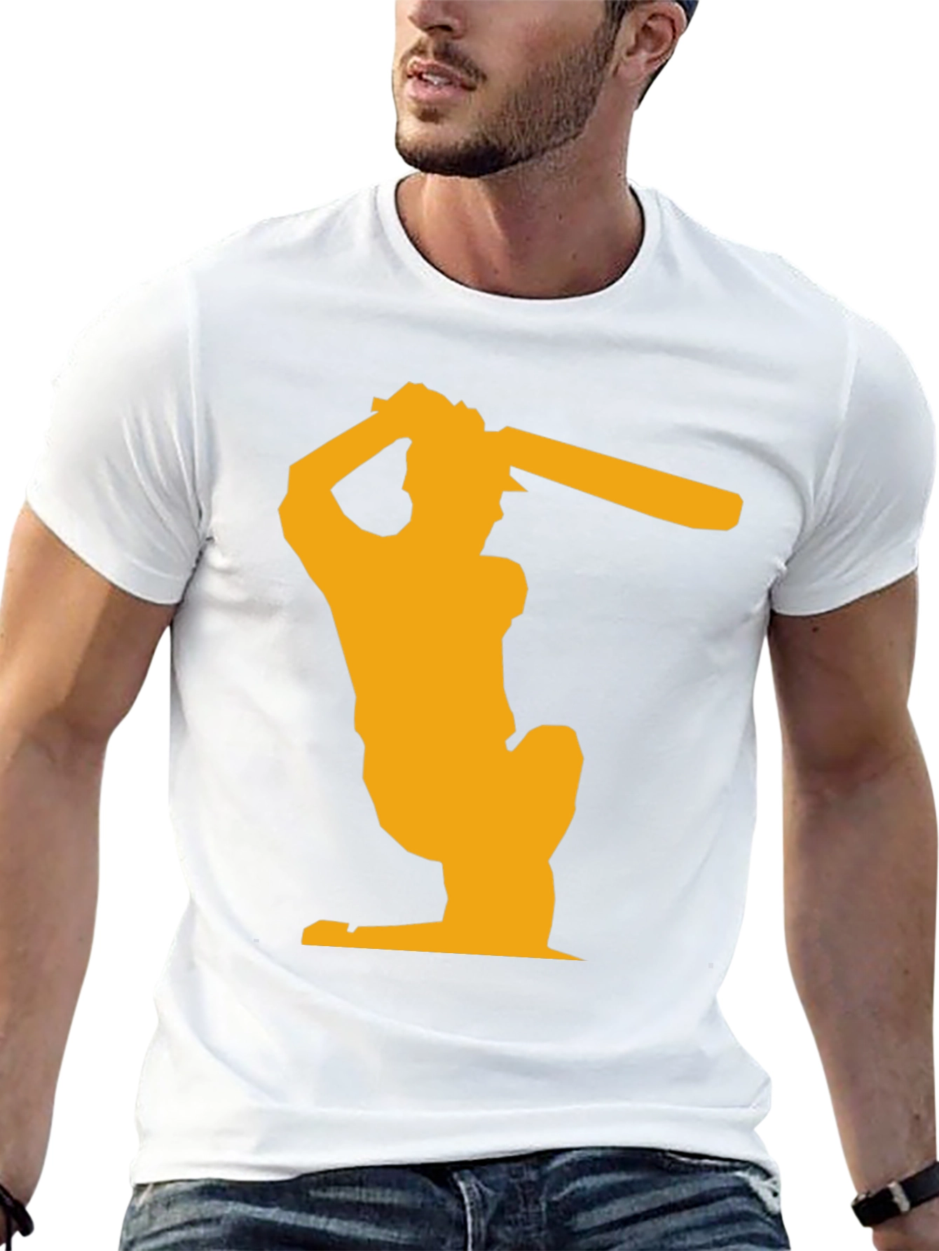Cricket Player Graphic T-Shirt - Black