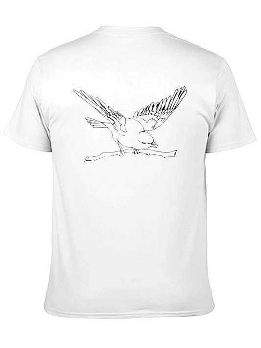 Bird on Branch Graphic Tee - Black Cotton Blend