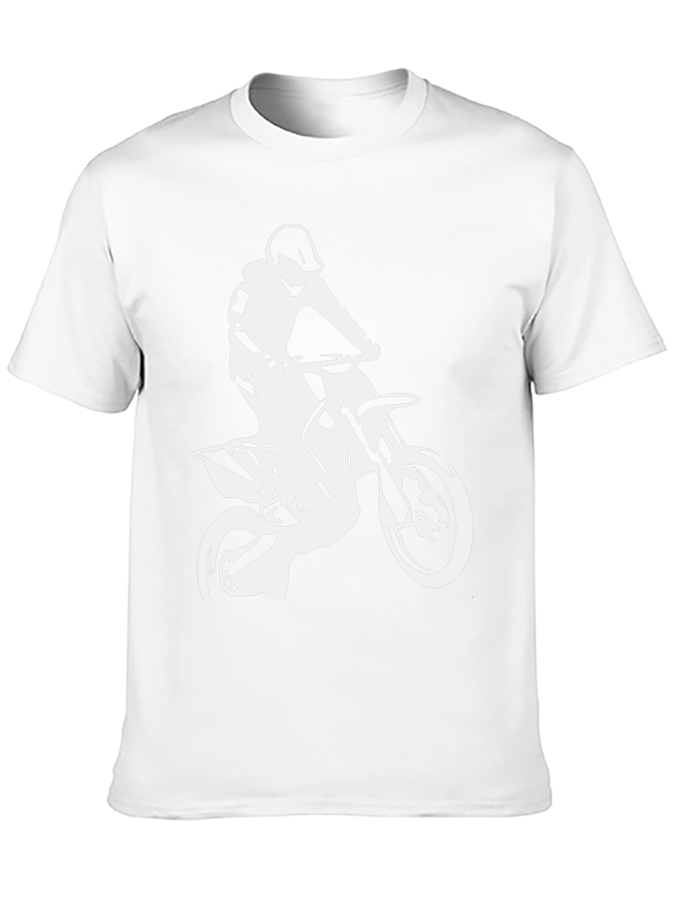 Black T-Shirt with White Motocross Rider Design