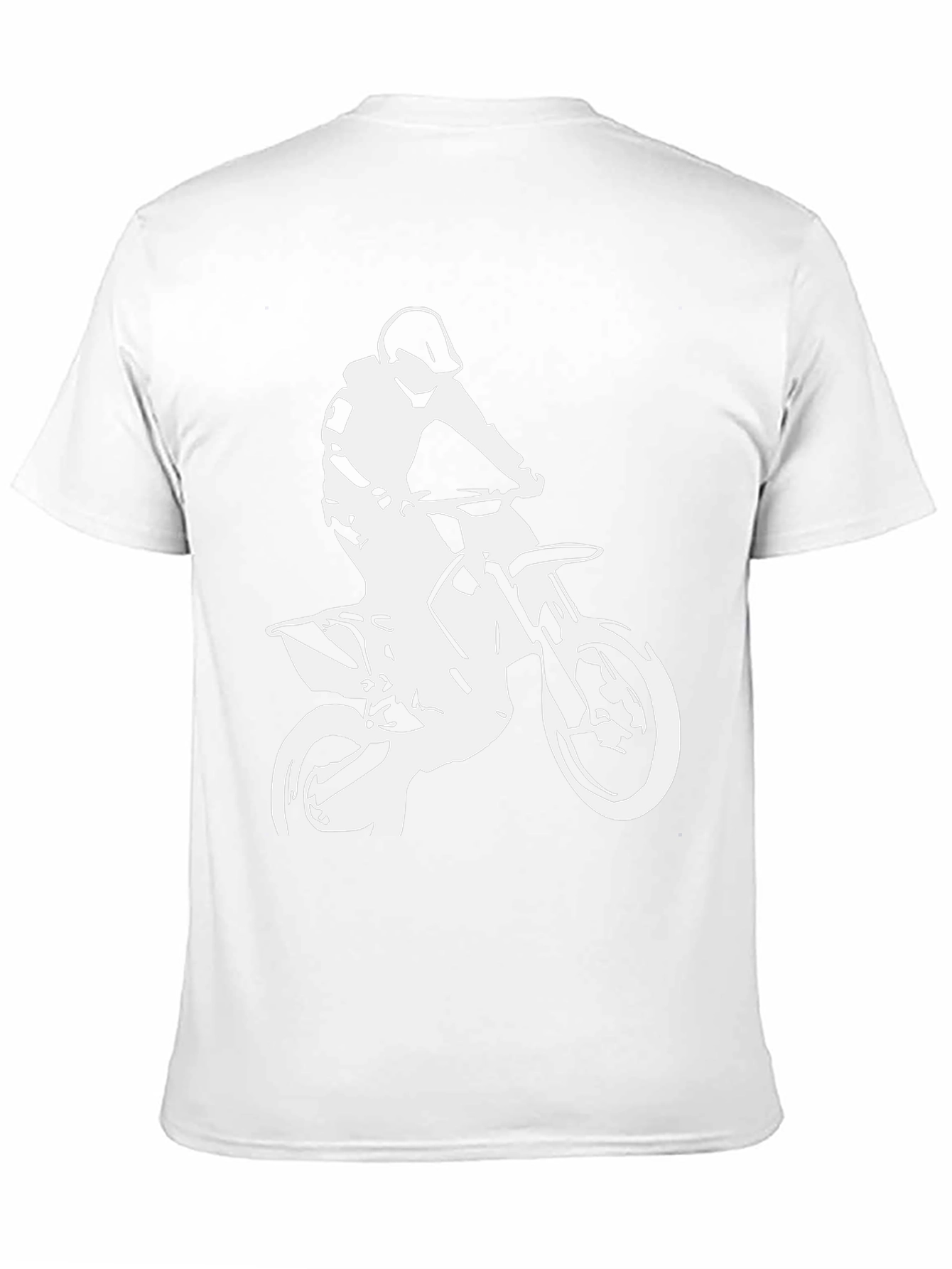 Black T-Shirt with White Motocross Rider Design