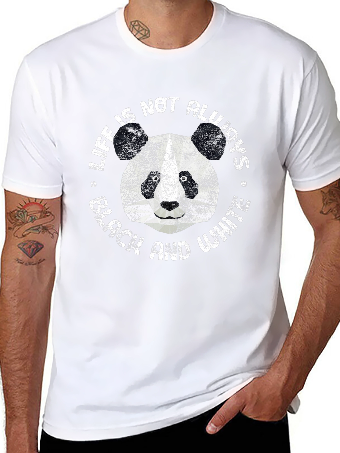 Panda Life T-Shirt - Black and White Design