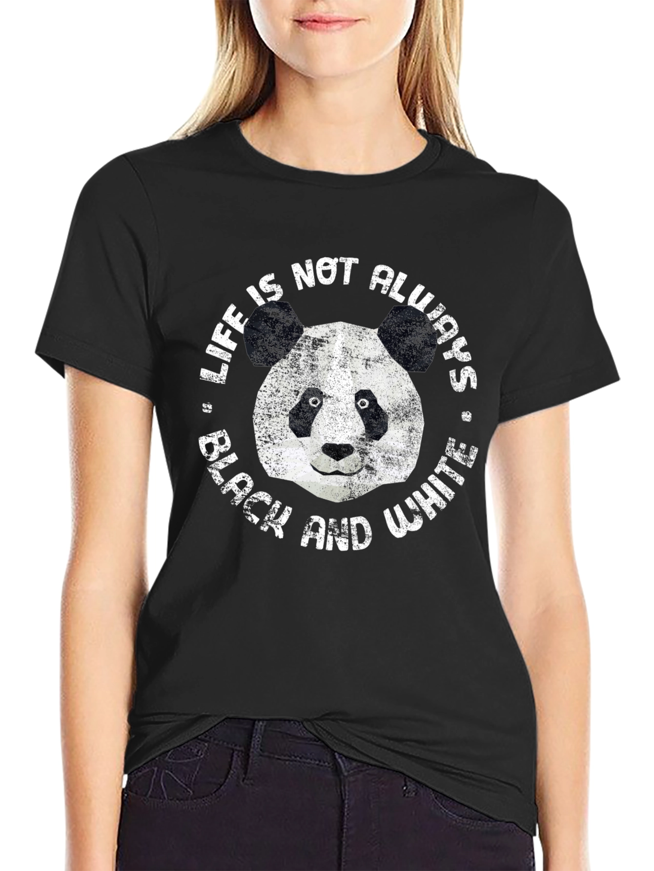 Panda Life T-Shirt - Black and White Design