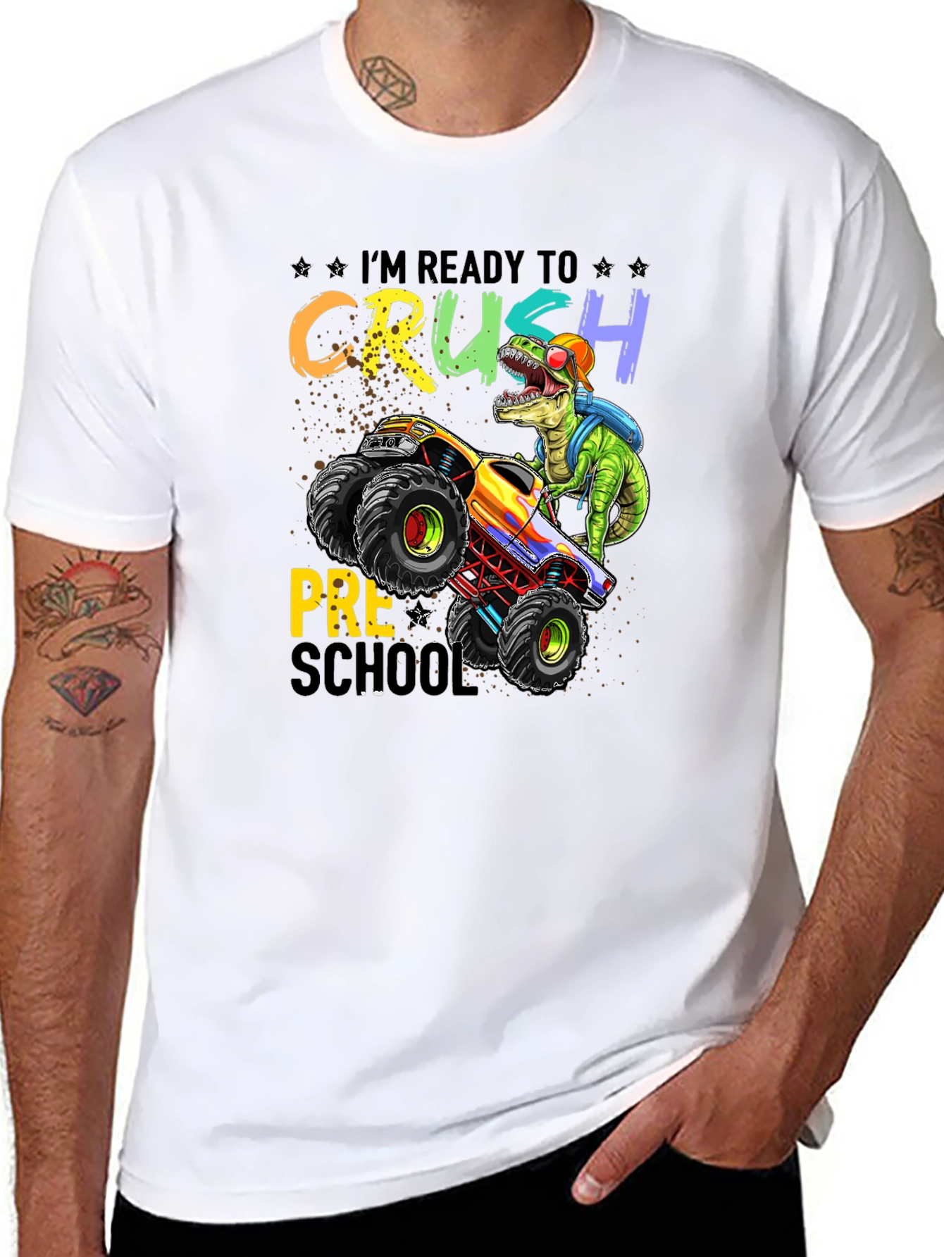 Ready to Crush Preschool Monster Truck Dinosaur T-Shirt