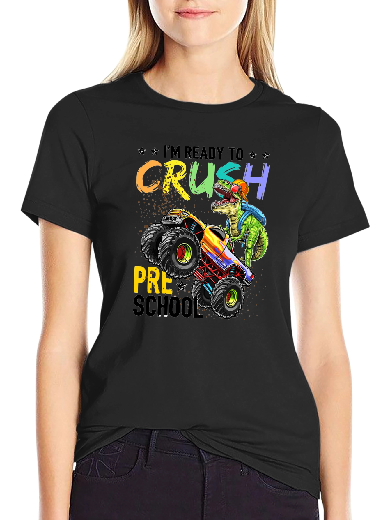 Ready to Crush Preschool Monster Truck Dinosaur T-Shirt