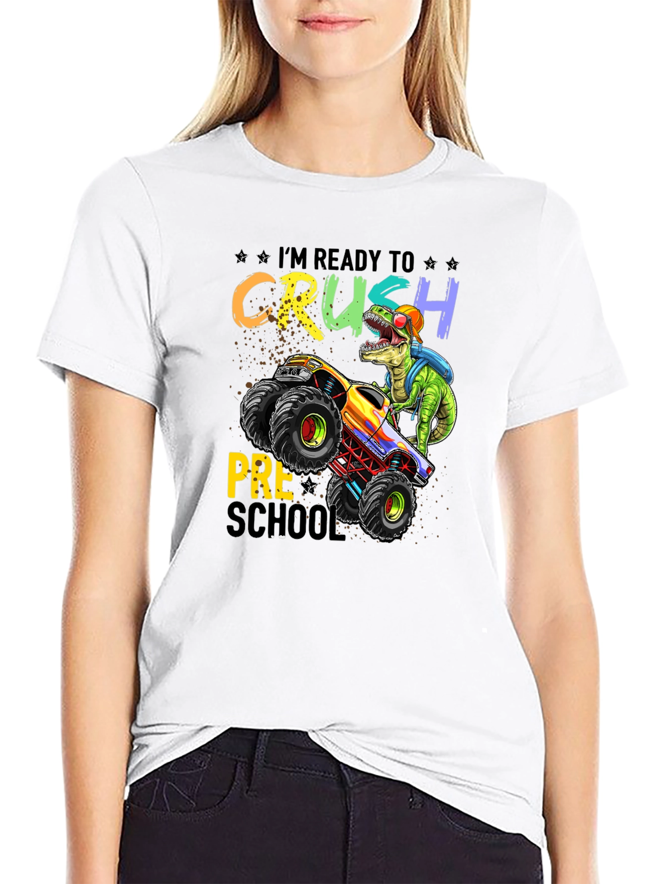 Ready to Crush Preschool Monster Truck Dinosaur T-Shirt