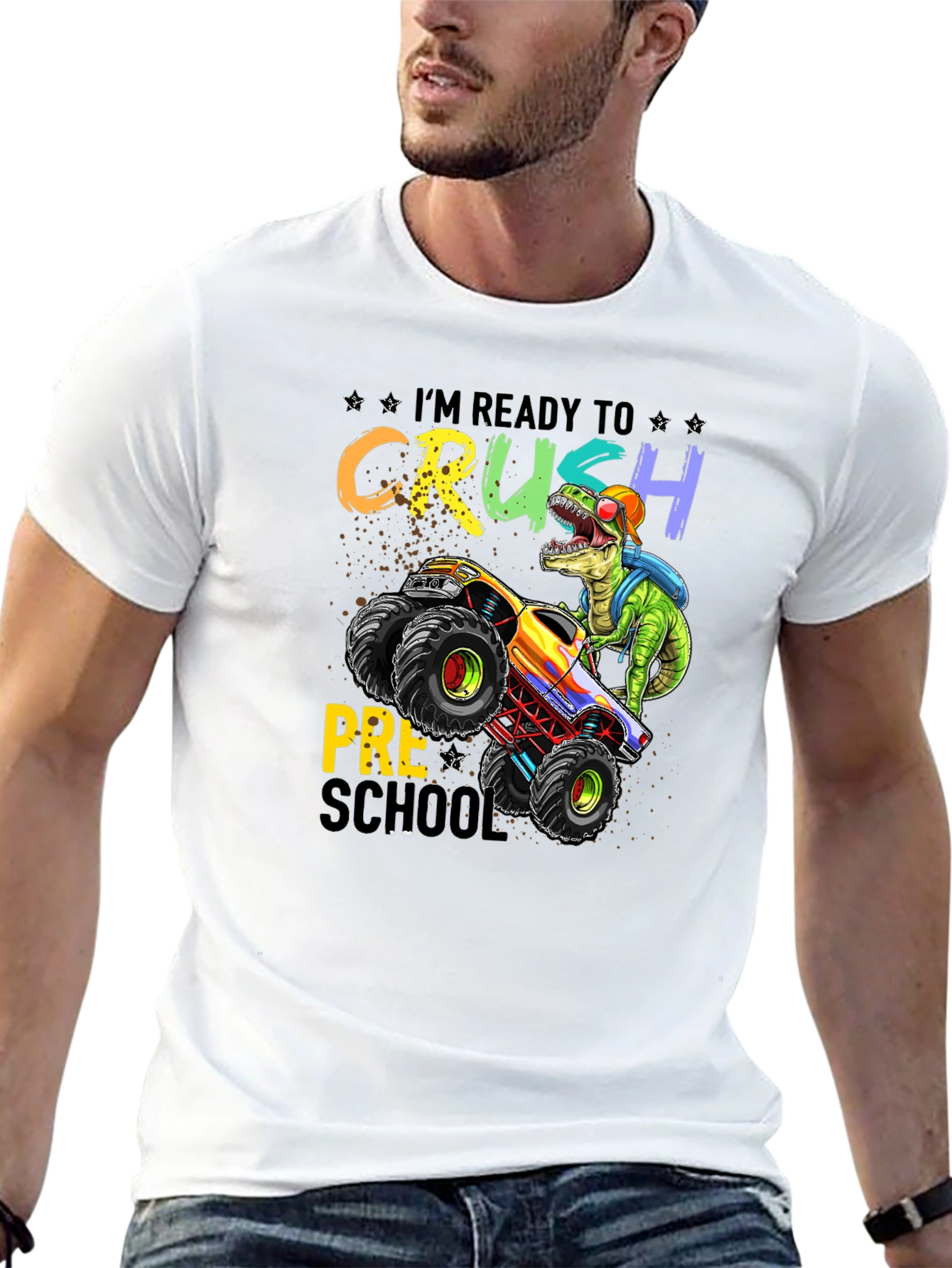 Ready to Crush Preschool Monster Truck Dinosaur T-Shirt