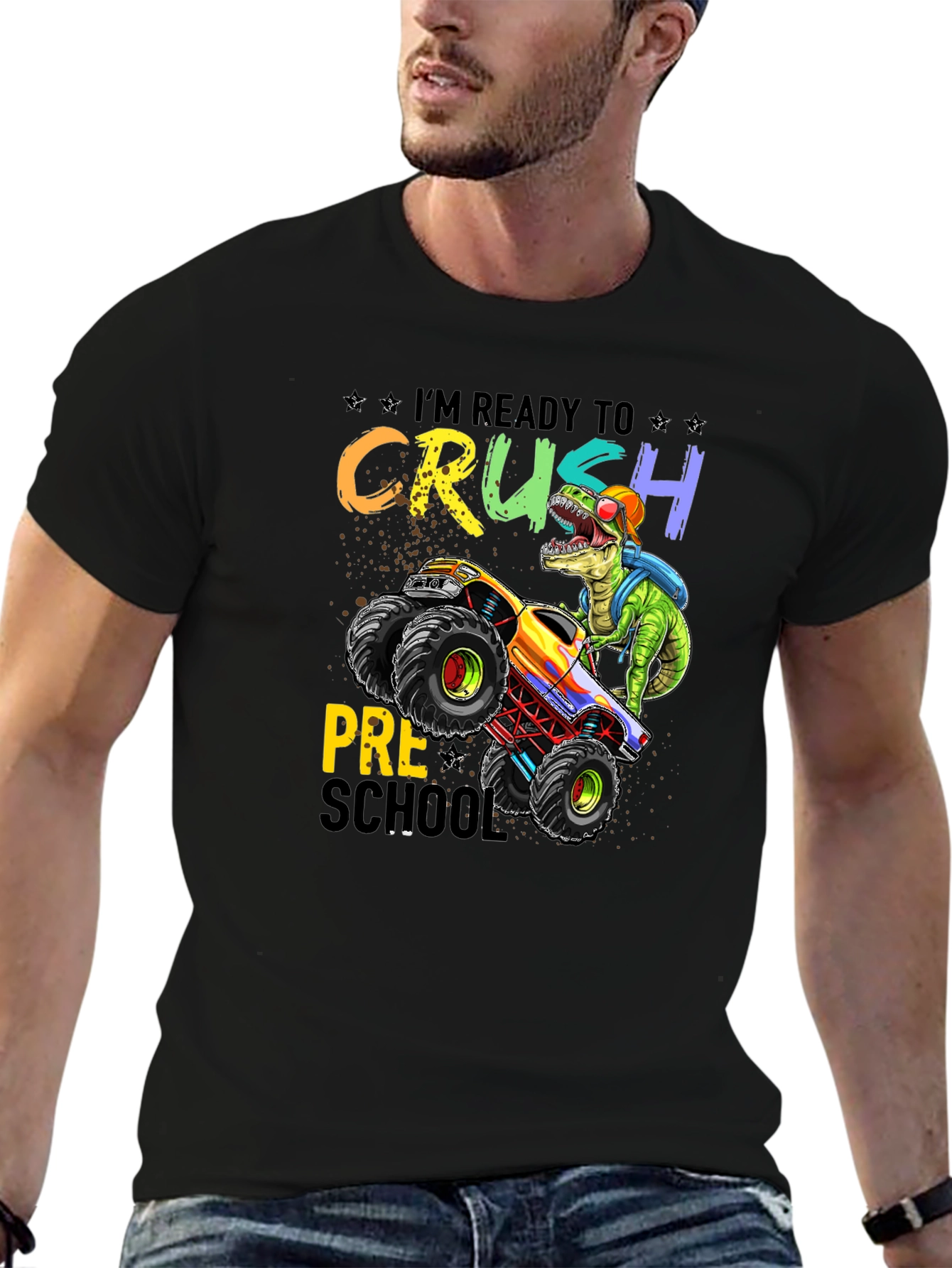 Ready to Crush Preschool Monster Truck Dinosaur T-Shirt