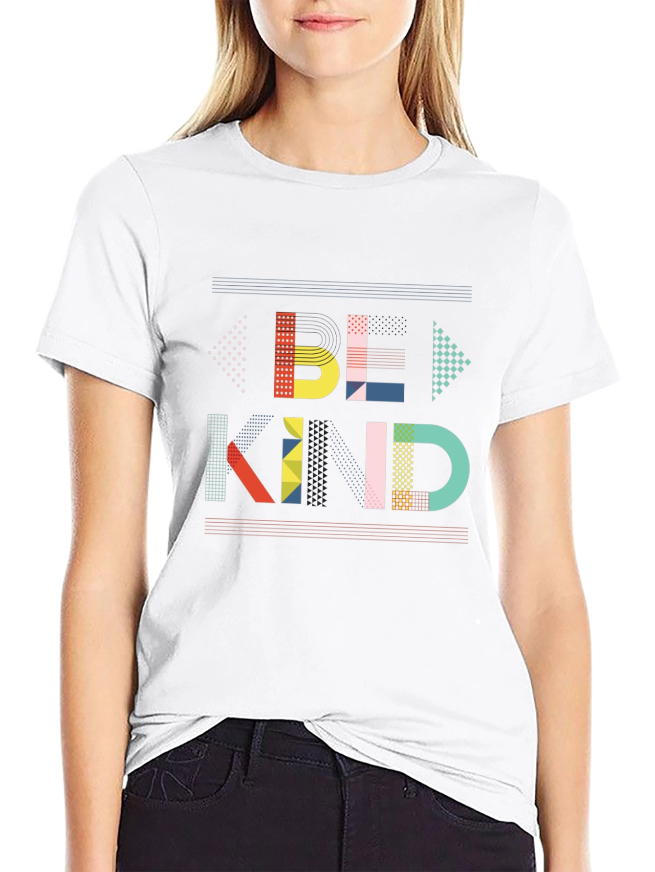 Be Kind Graphic Tee - Modern Geometric Design