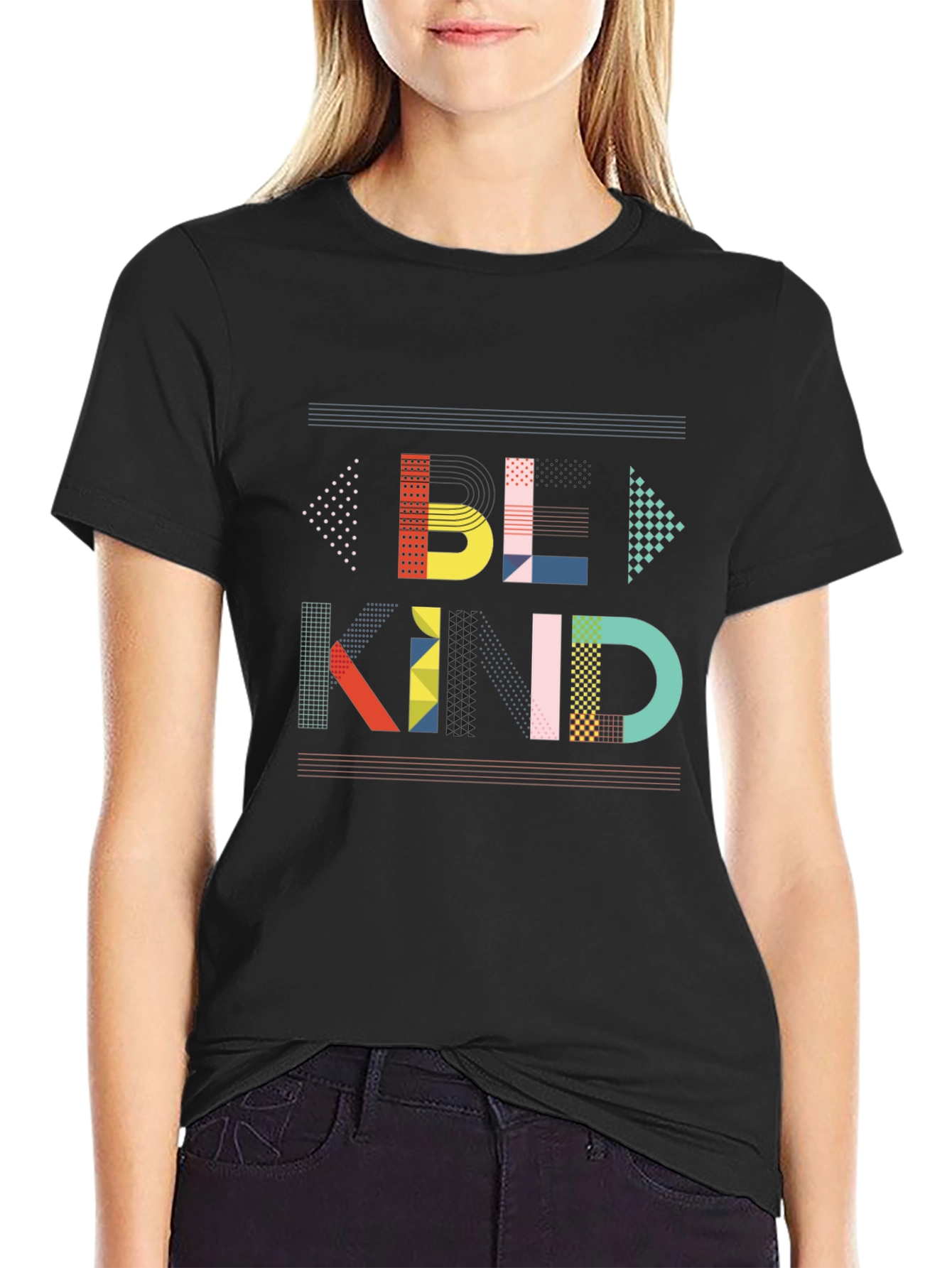 Be Kind Graphic Tee - Modern Geometric Design