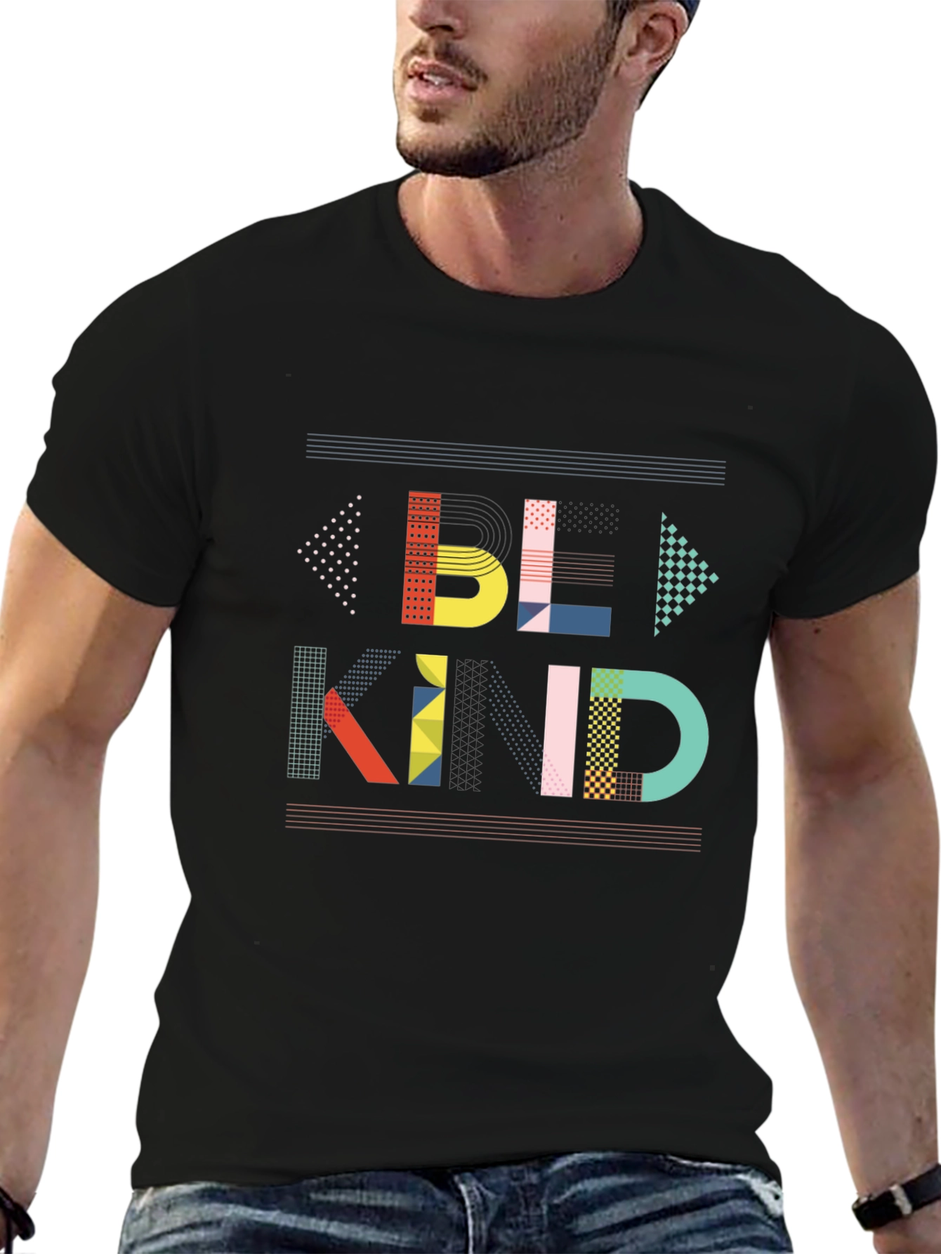 Be Kind Graphic Tee - Modern Geometric Design