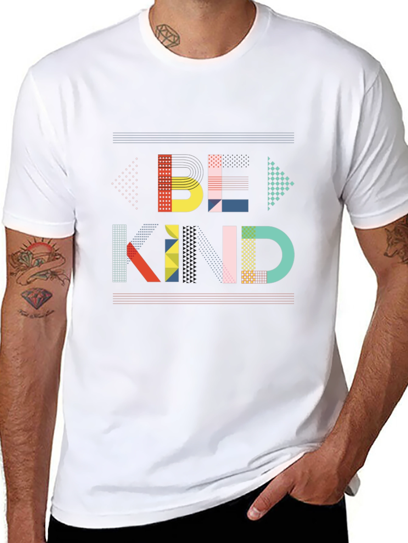 Be Kind Graphic Tee - Modern Geometric Design