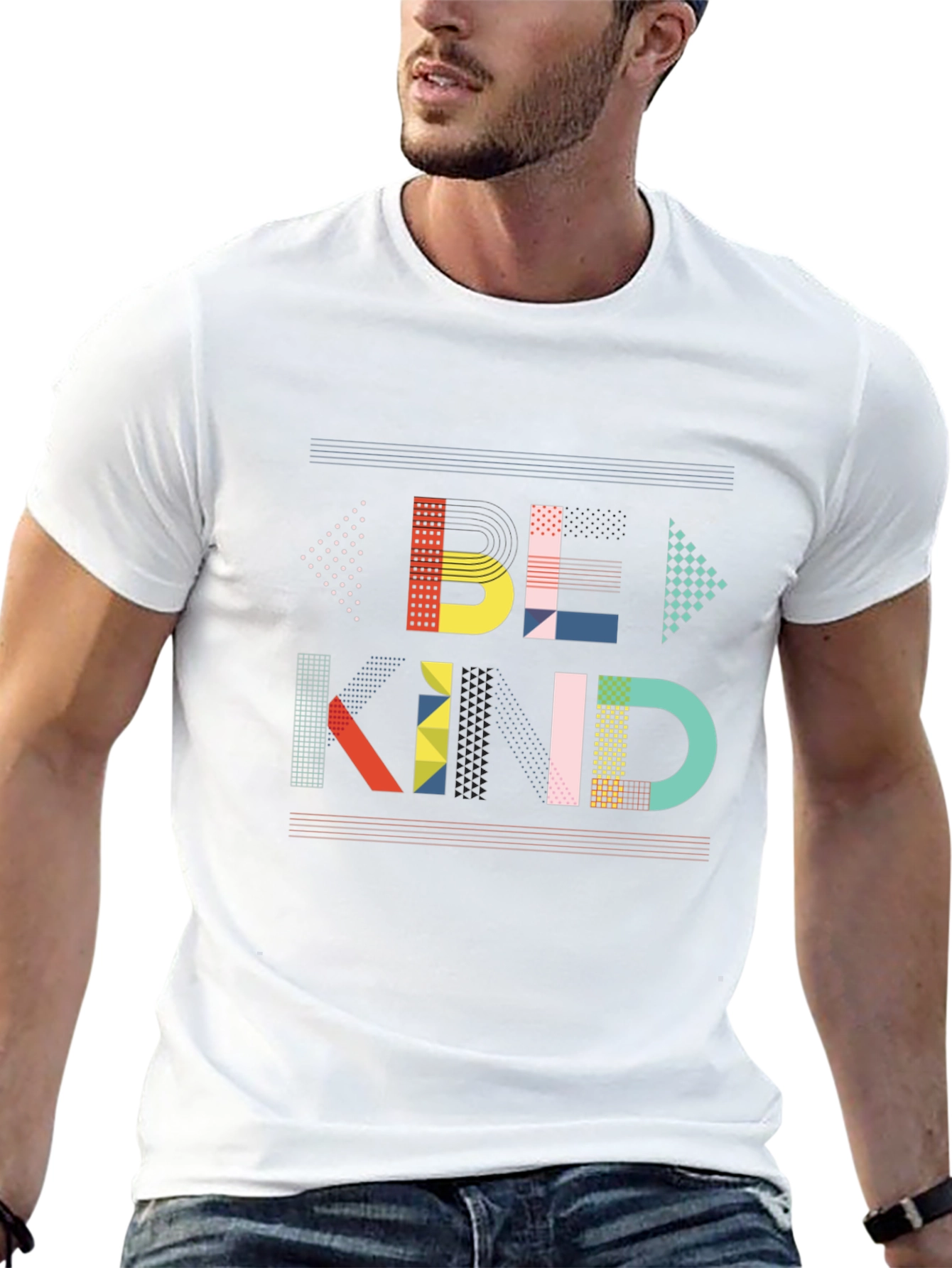 Be Kind Graphic Tee - Modern Geometric Design