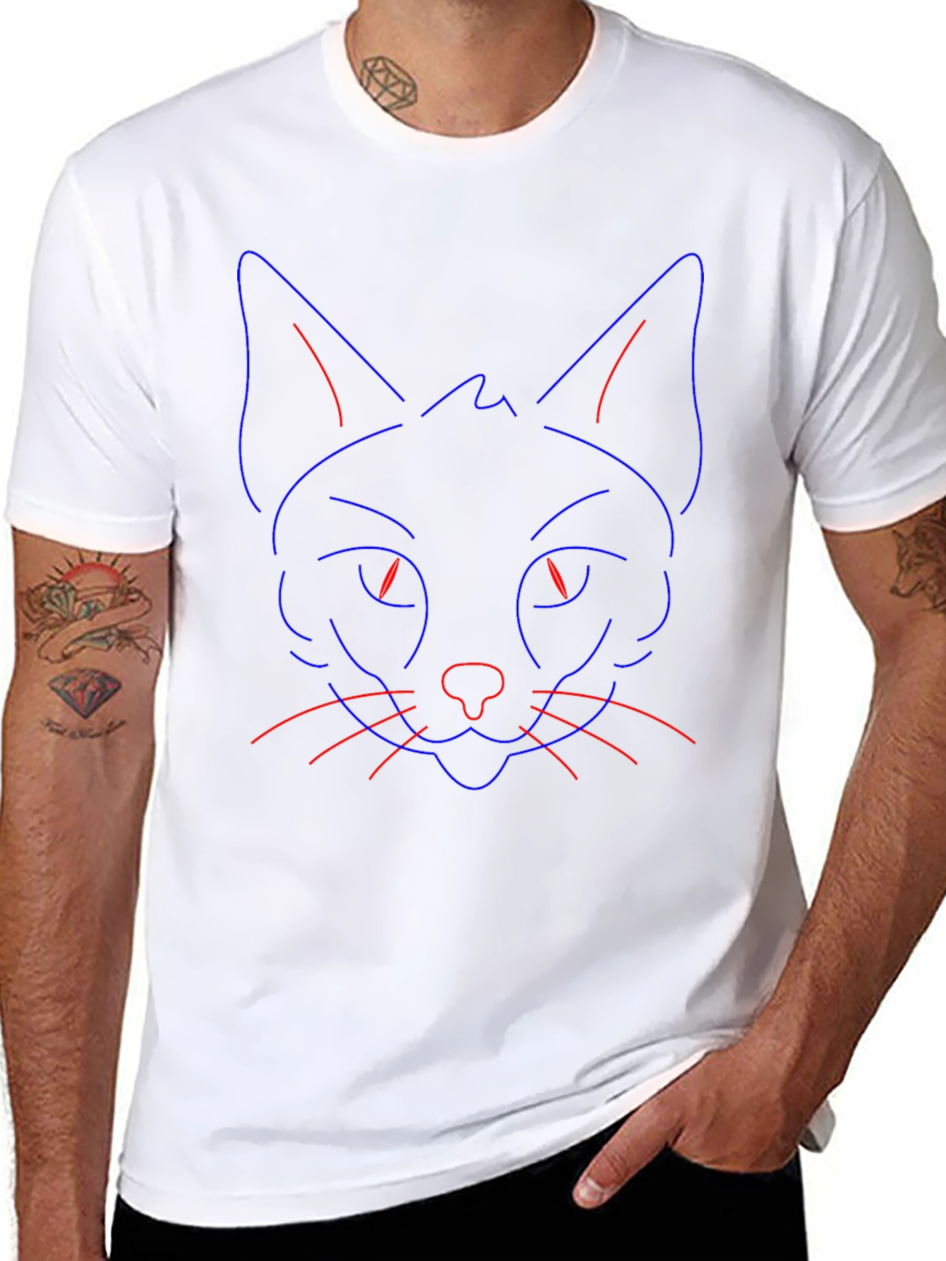 Neon Cat Graphic T-Shirt - Cool Unique Design