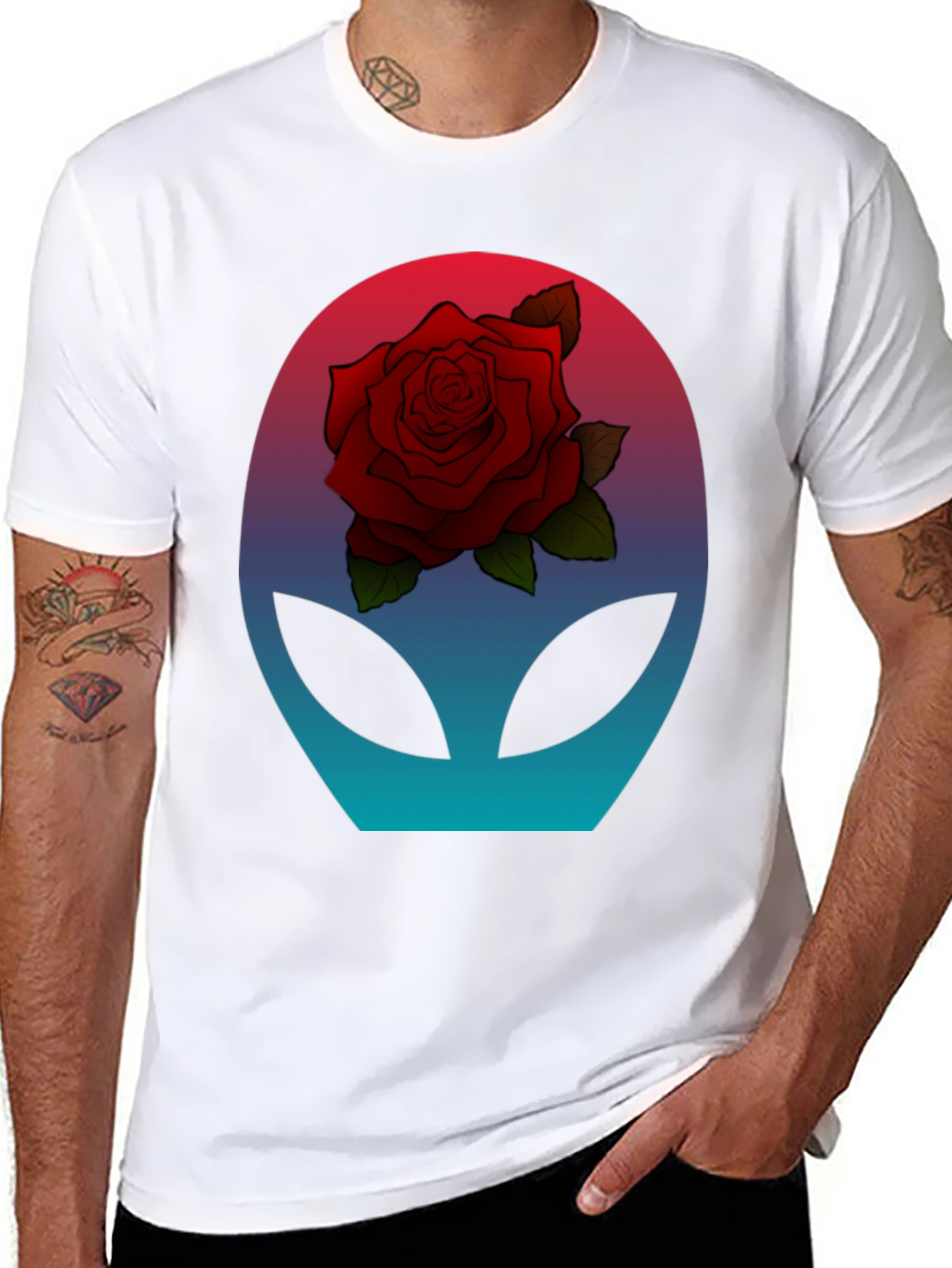 Alien Rose T-Shirt - Sci-Fi Floral Graphic Tee