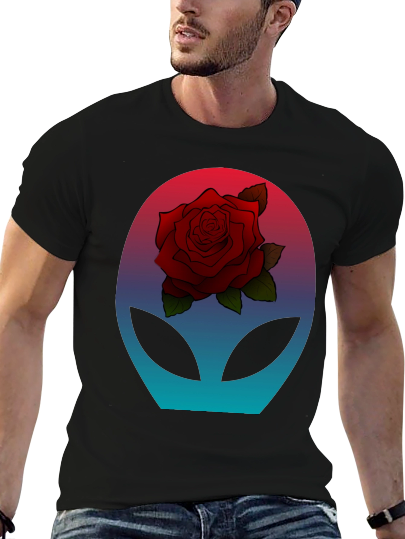 Alien Rose T-Shirt - Sci-Fi Floral Graphic Tee