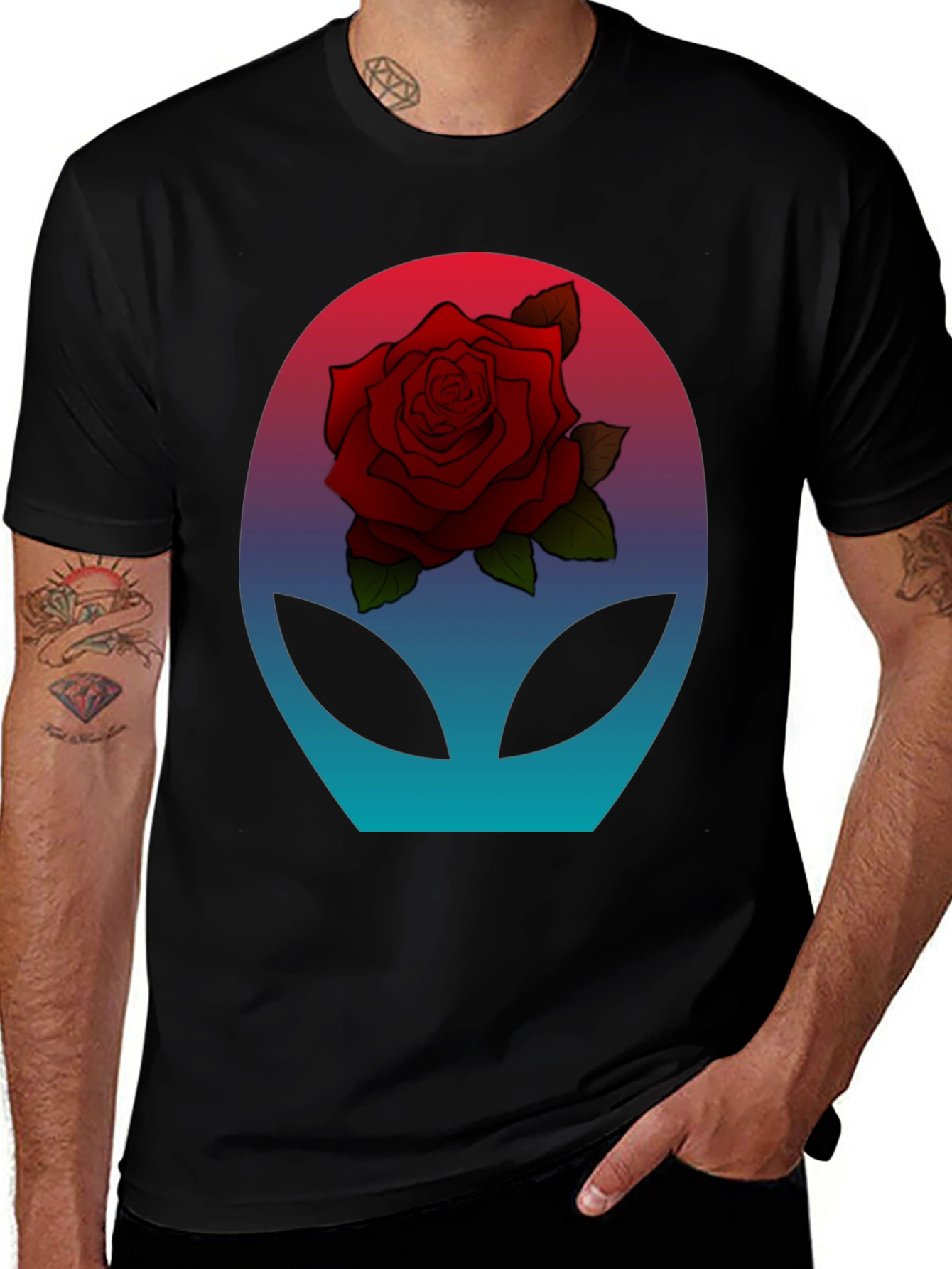 Alien Rose T-Shirt - Sci-Fi Floral Graphic Tee