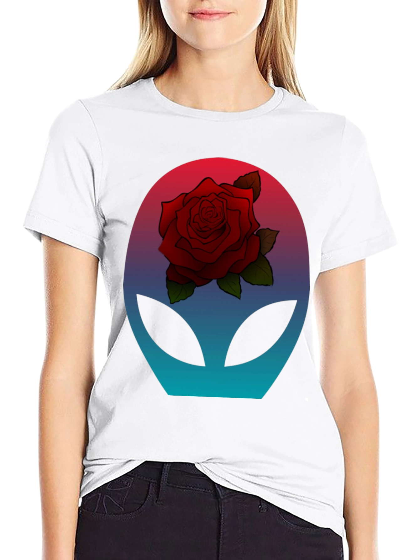Alien Rose T-Shirt - Sci-Fi Floral Graphic Tee