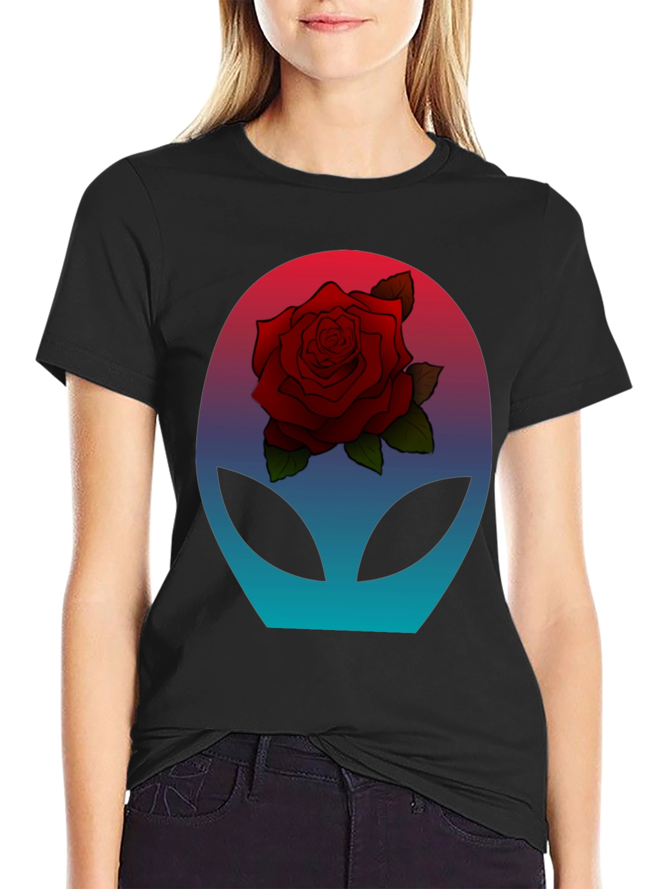 Alien Rose T-Shirt - Sci-Fi Floral Graphic Tee