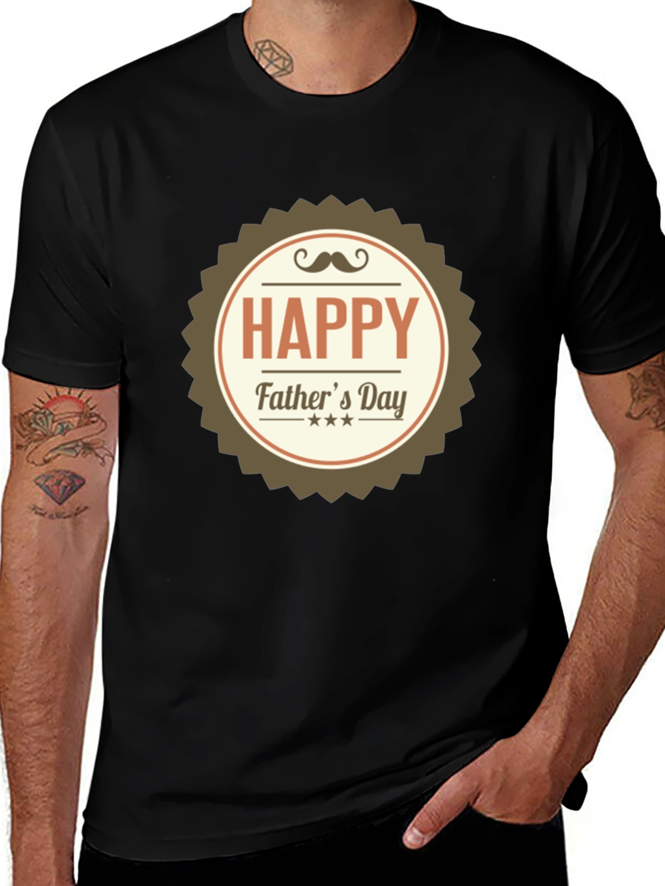 Happy Fathers Day T-Shirt - Black Cotton