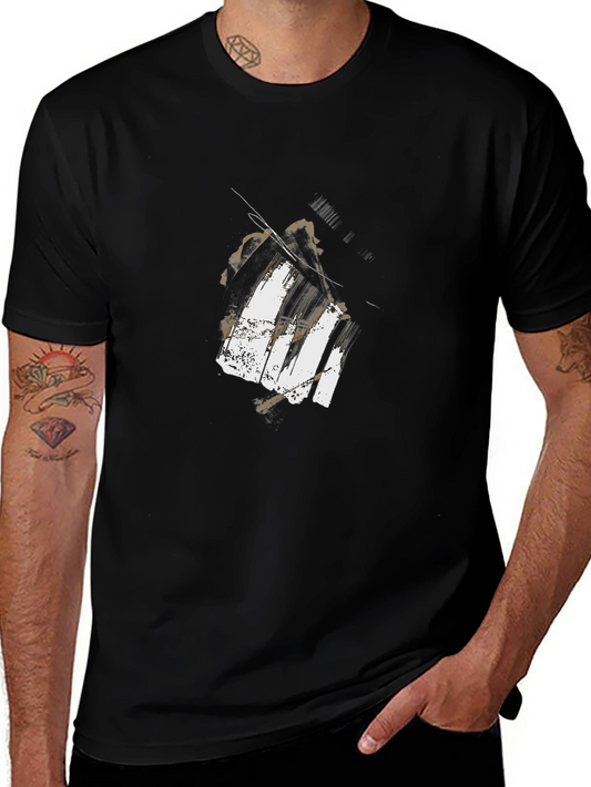 Abstract Piano Keys Graphic Tee - Black