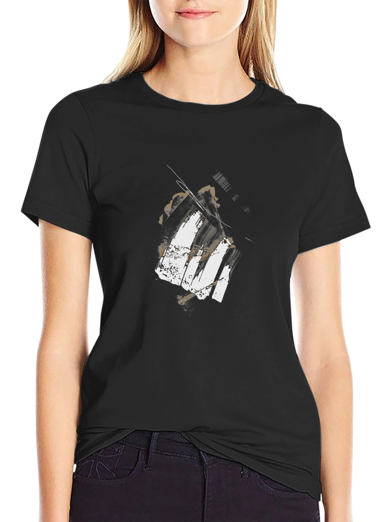Abstract Piano Keys Graphic Tee - Black