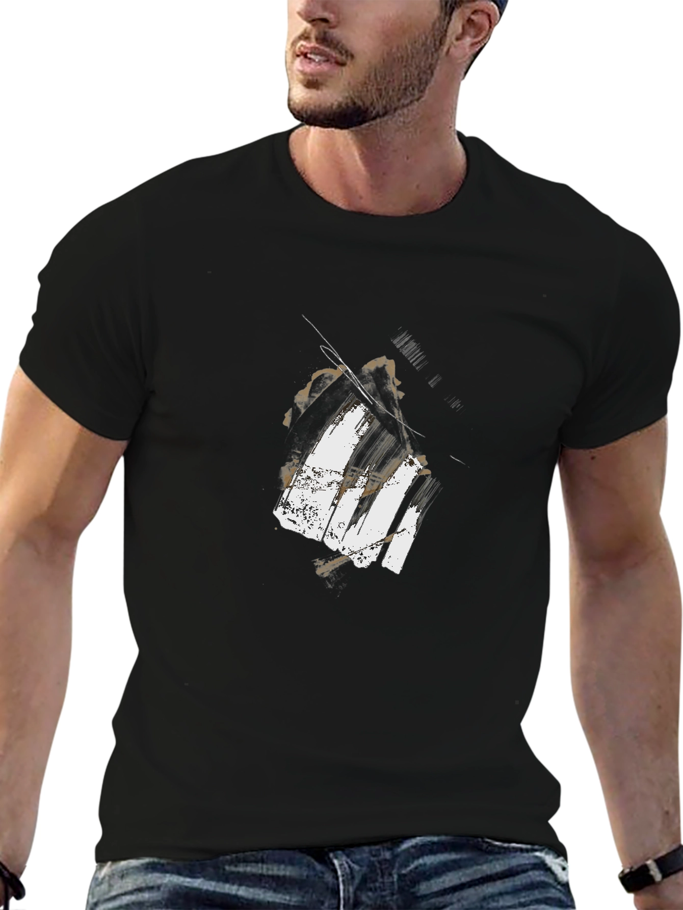 Abstract Piano Keys Graphic Tee - Black
