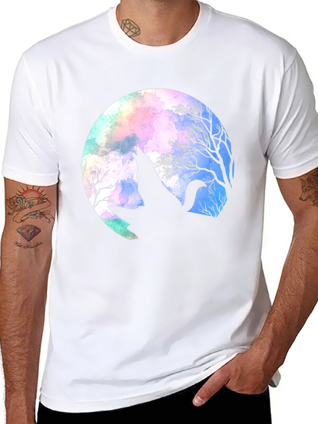 Wolf Moon Graphic Tee - Black Cotton