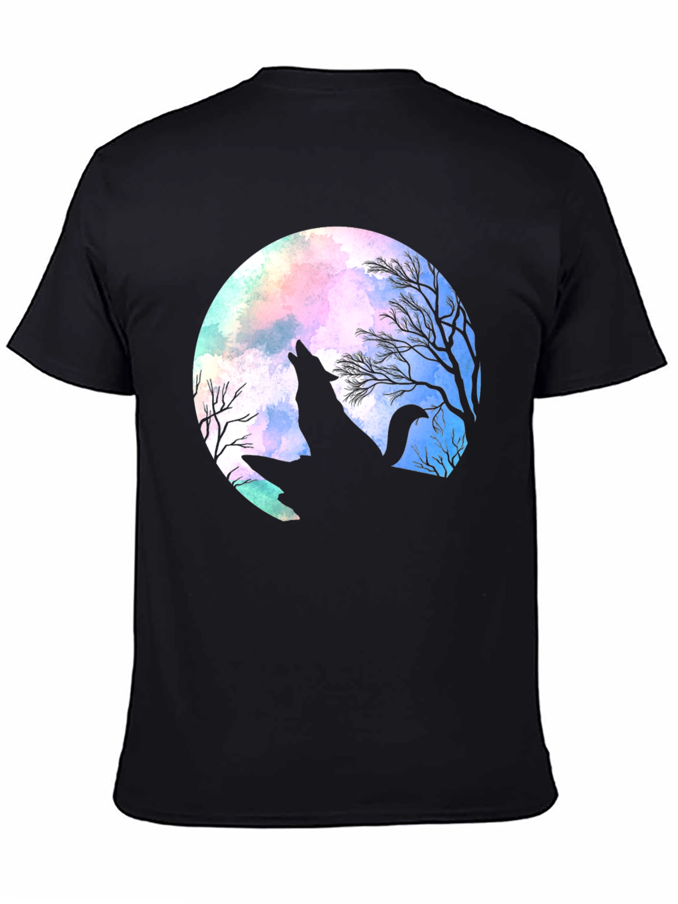 Wolf Moon Graphic Tee - Black Cotton