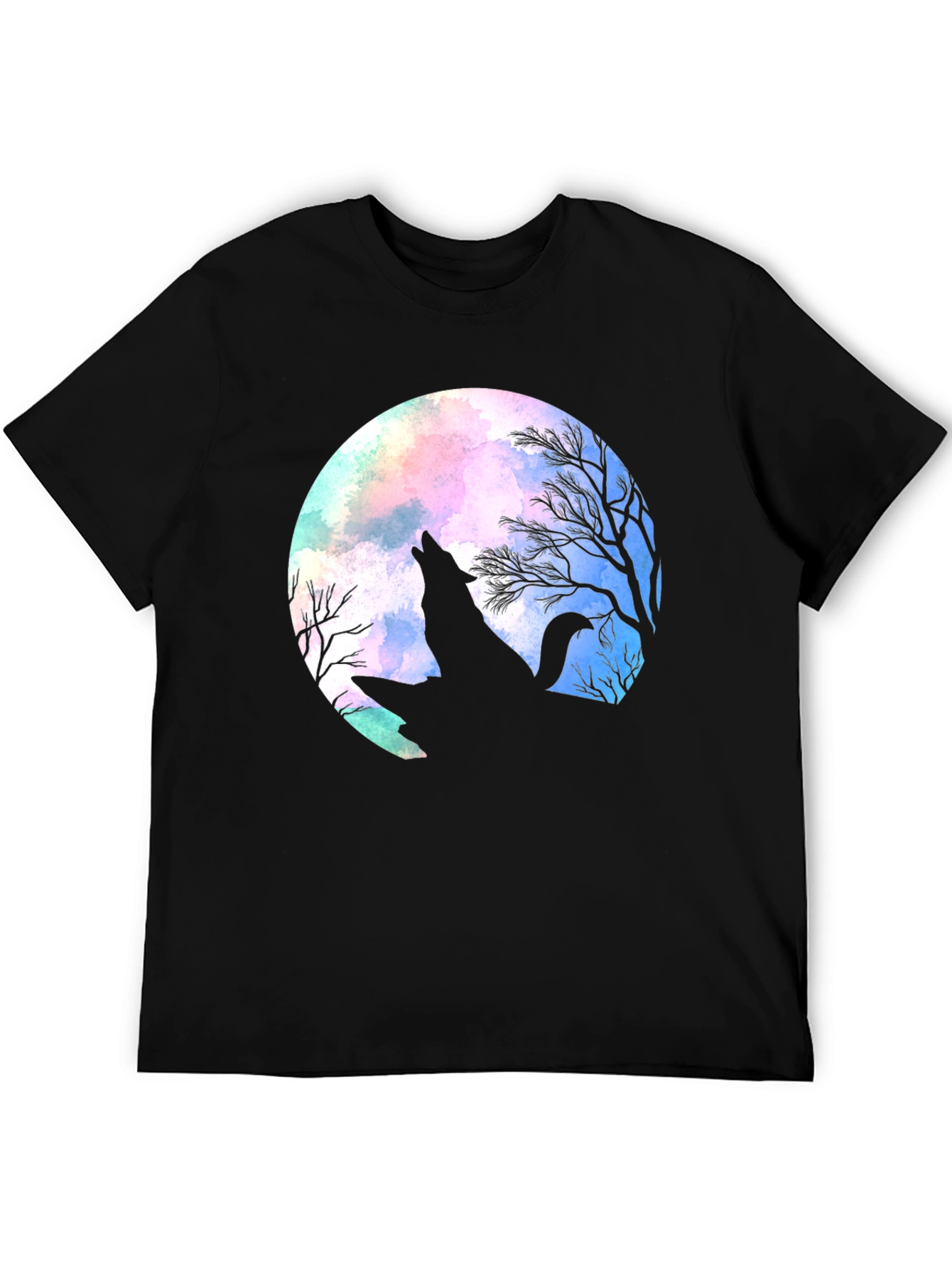 Wolf Moon Graphic Tee - Black Cotton