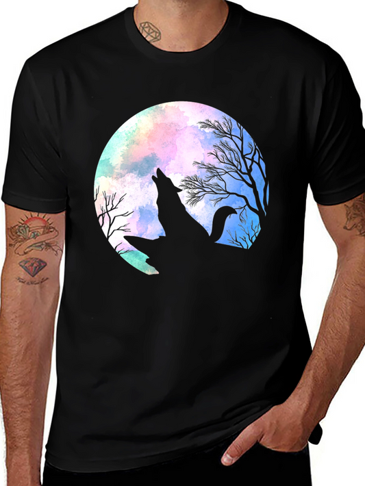 Wolf Moon Graphic Tee - Black Cotton