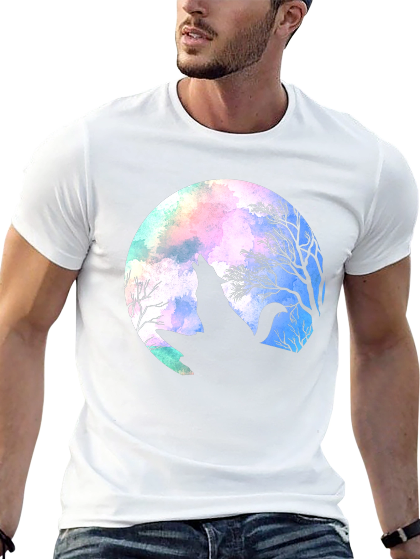 Wolf Moon Graphic Tee - Black Cotton
