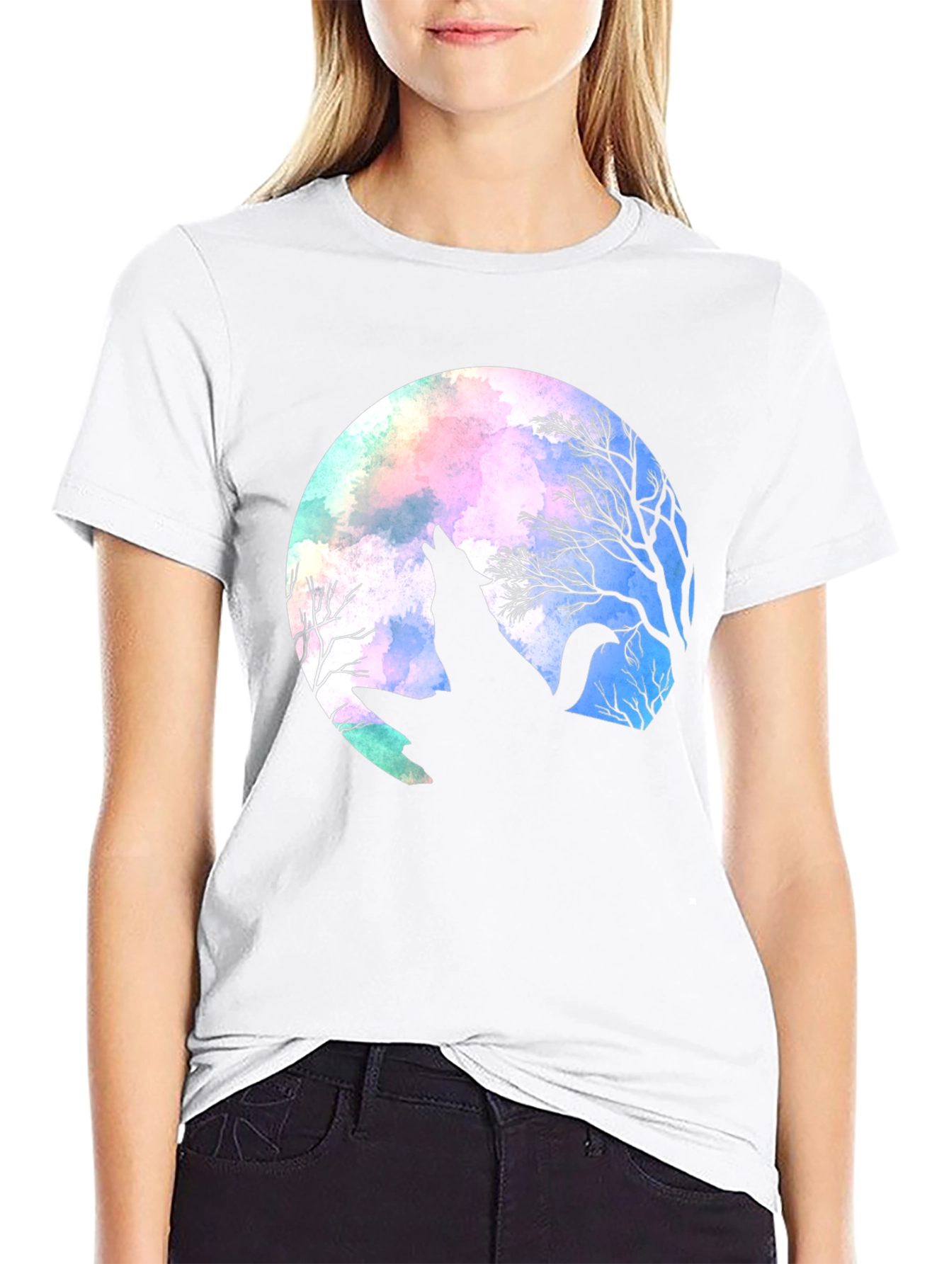 Wolf Moon Graphic Tee - Black Cotton