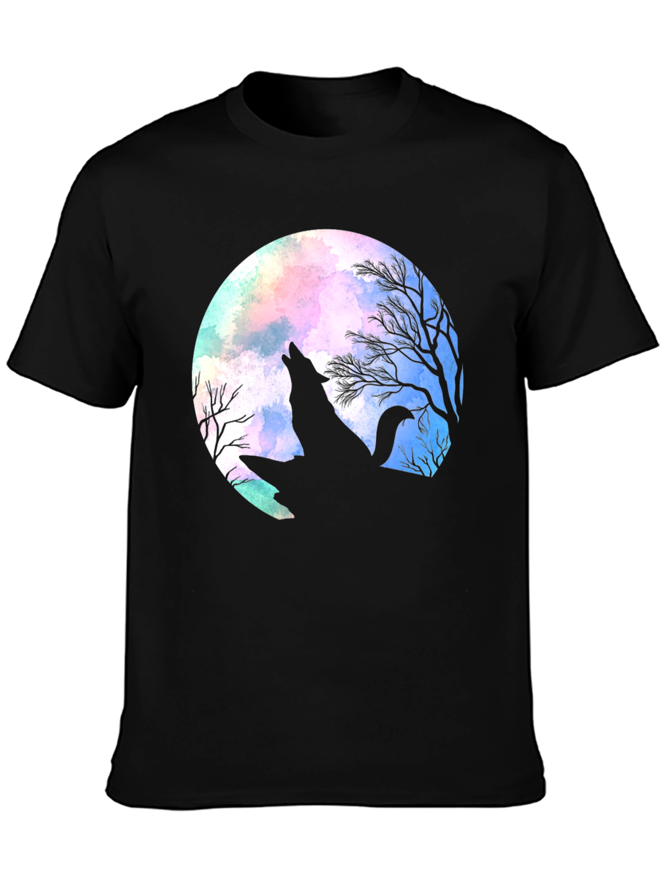 Wolf Moon Graphic Tee - Black Cotton