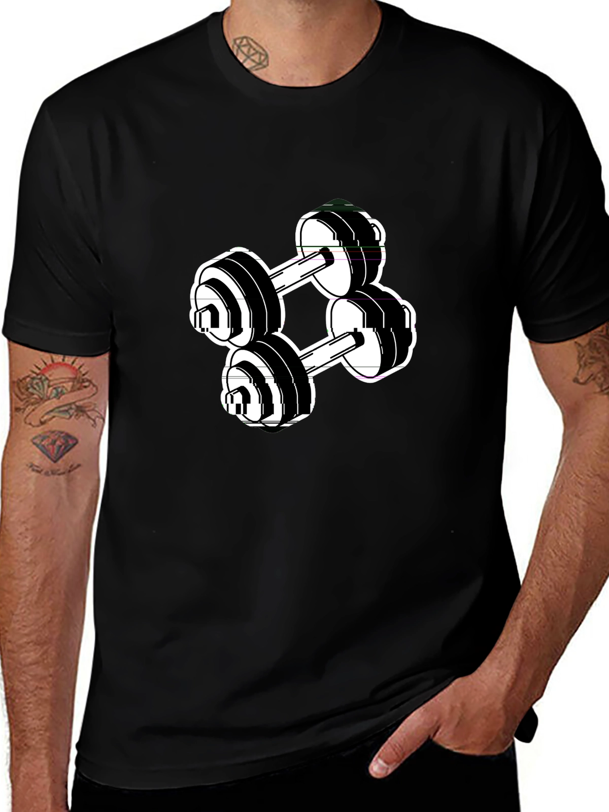 Retro Gym Dumbbell Pixel Art Shirt - Vintage Fitness Enthusiast Tee