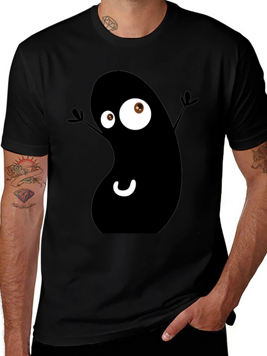 Funny Black Bean Cartoon Graphic Tee - Casual Comfort
