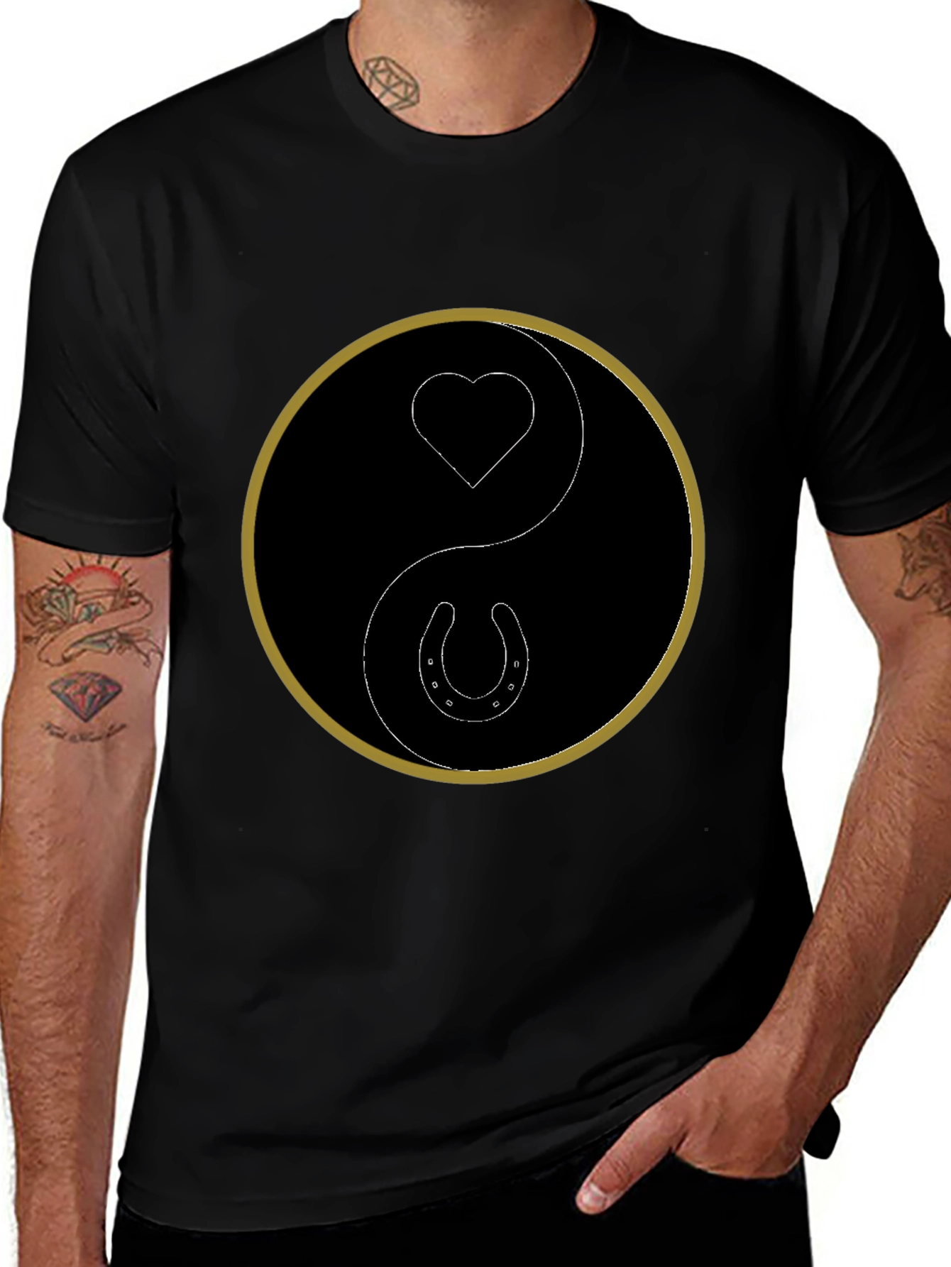 Yin Yang Heart Horseshoe Graphic Tee
