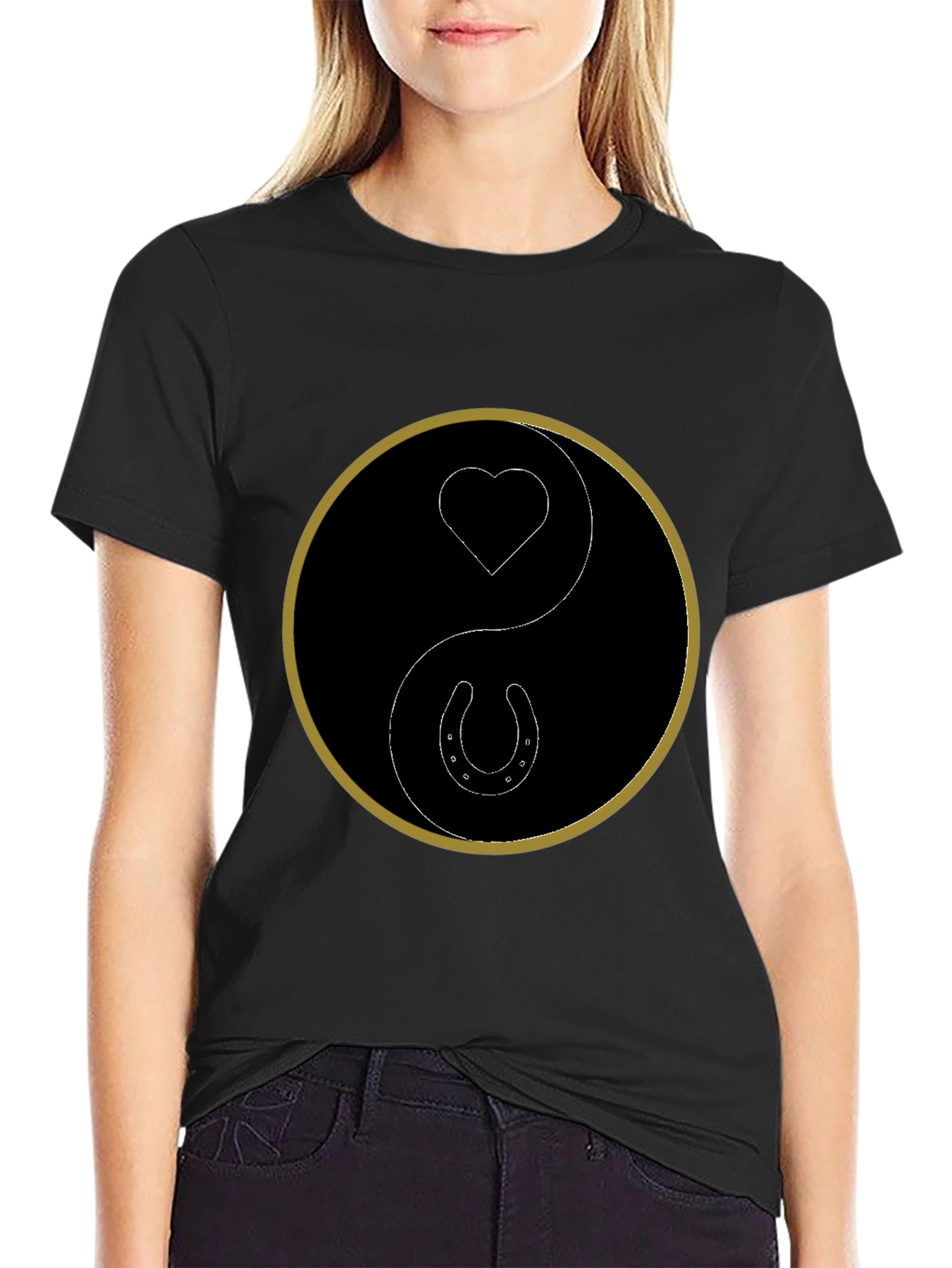 Yin Yang Heart Horseshoe Graphic Tee