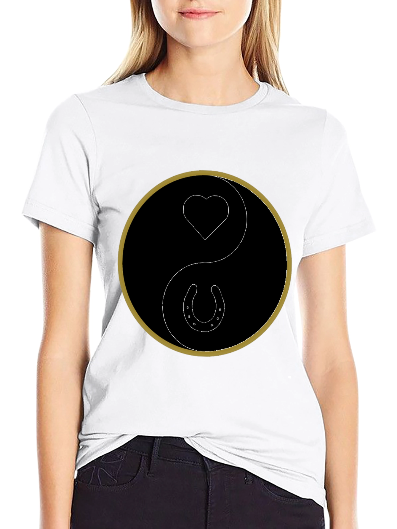 Yin Yang Heart Horseshoe Graphic Tee