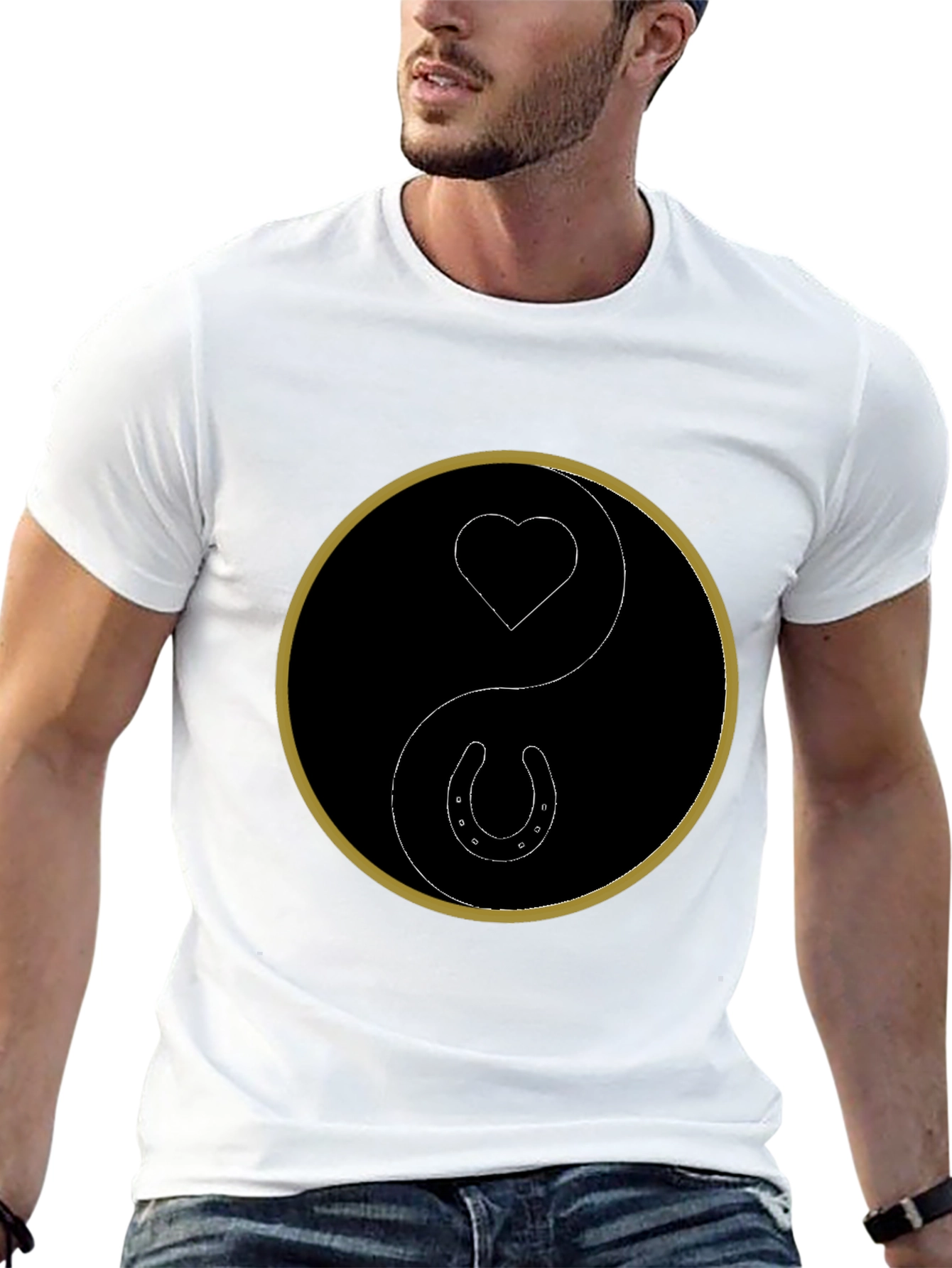 Yin Yang Heart Horseshoe Graphic Tee