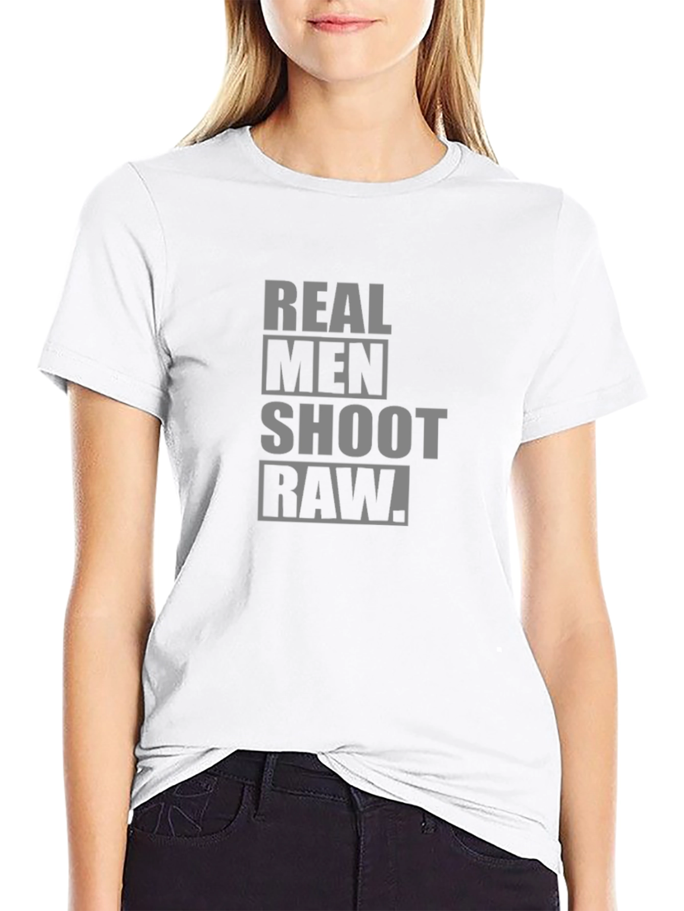 Real Men Shoot Raw Black T-Shirt