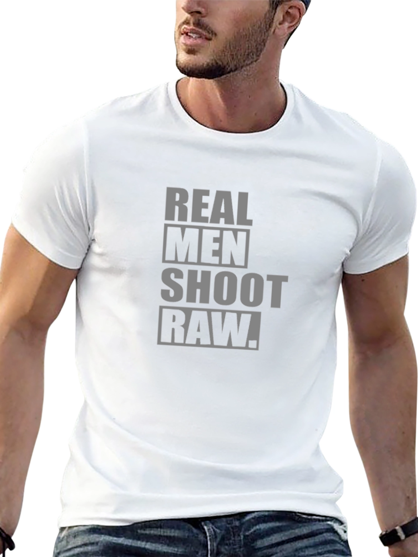 Real Men Shoot Raw Black T-Shirt