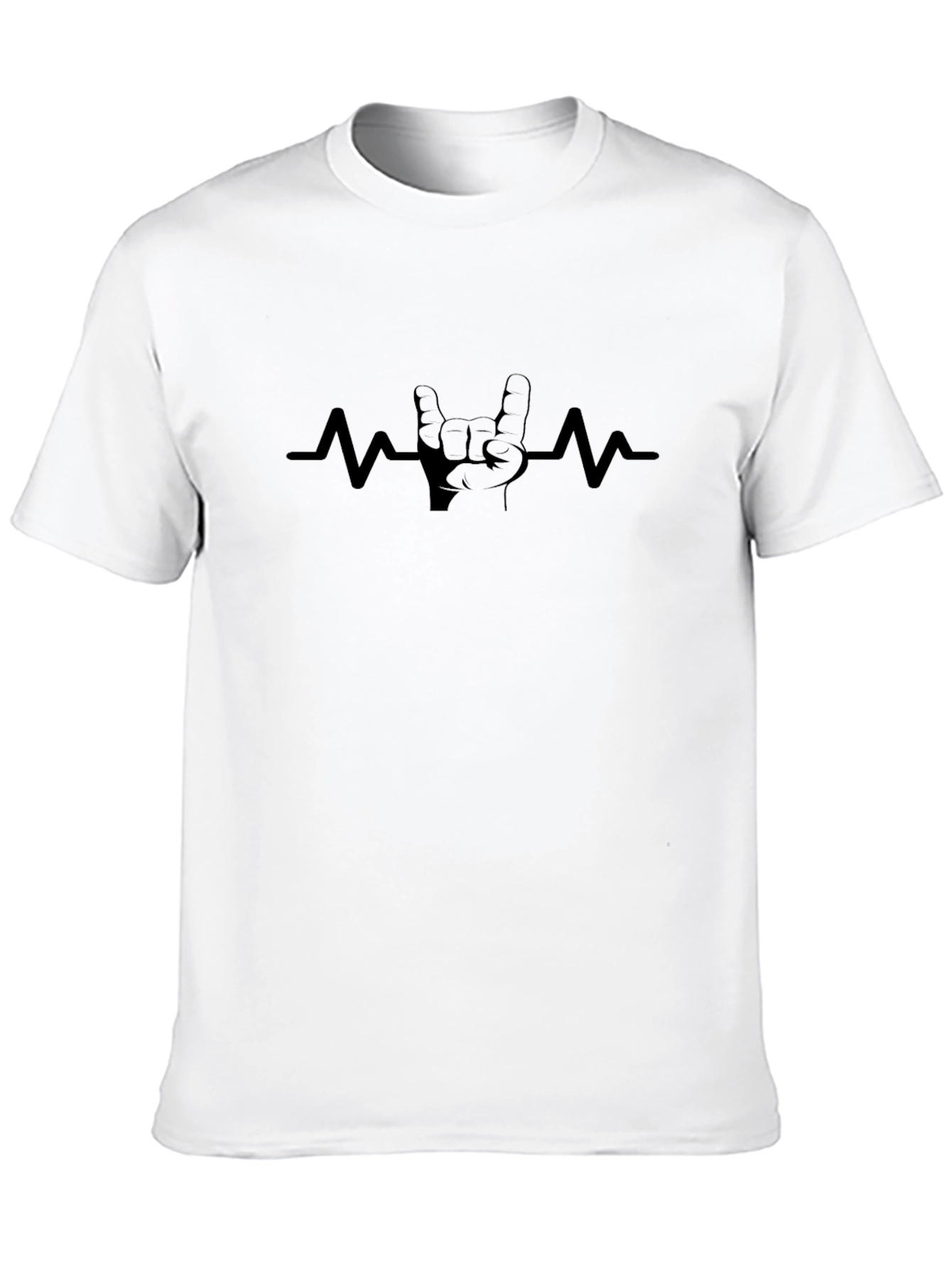 Rock On Heartbeat Graphic Tee - Cool Black T-Shirt