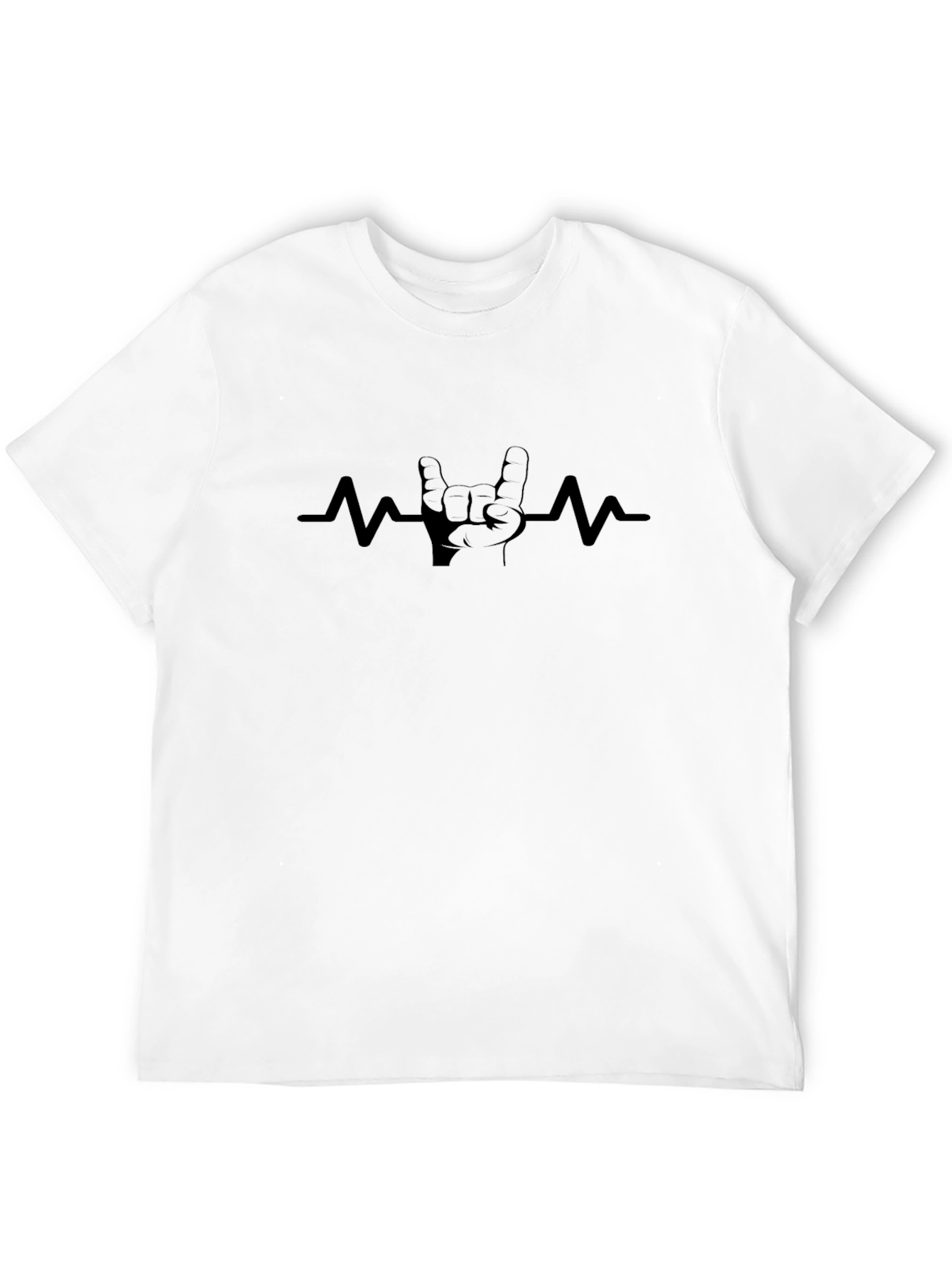 Rock On Heartbeat Graphic Tee - Cool Black T-Shirt