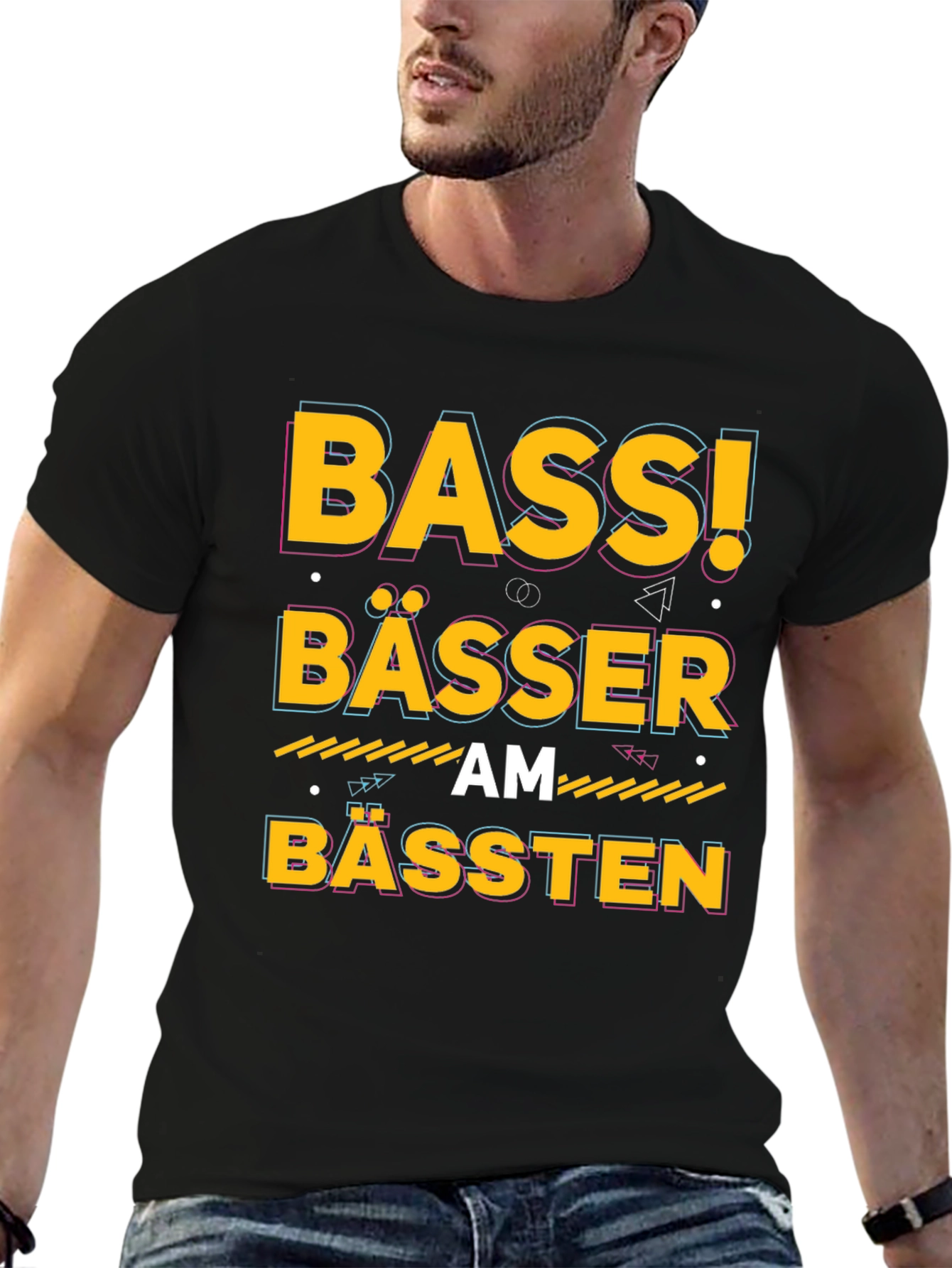 Bass! Bässer am Bässten Black Graphic T-Shirt