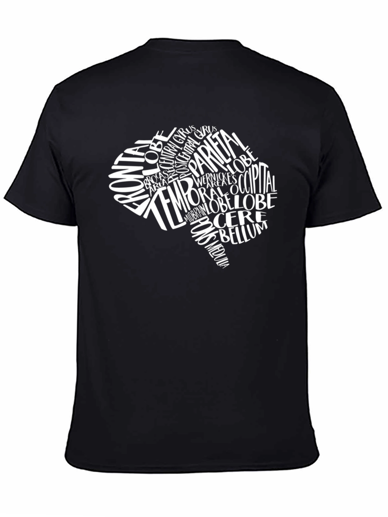 Brain Anatomy Typography Graphic T-Shirt - Black