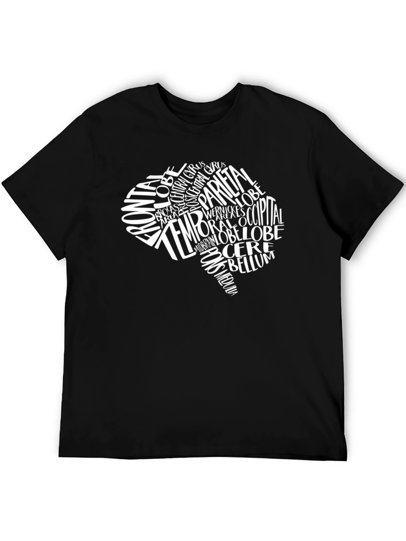 Brain Anatomy Typography Graphic T-Shirt - Black