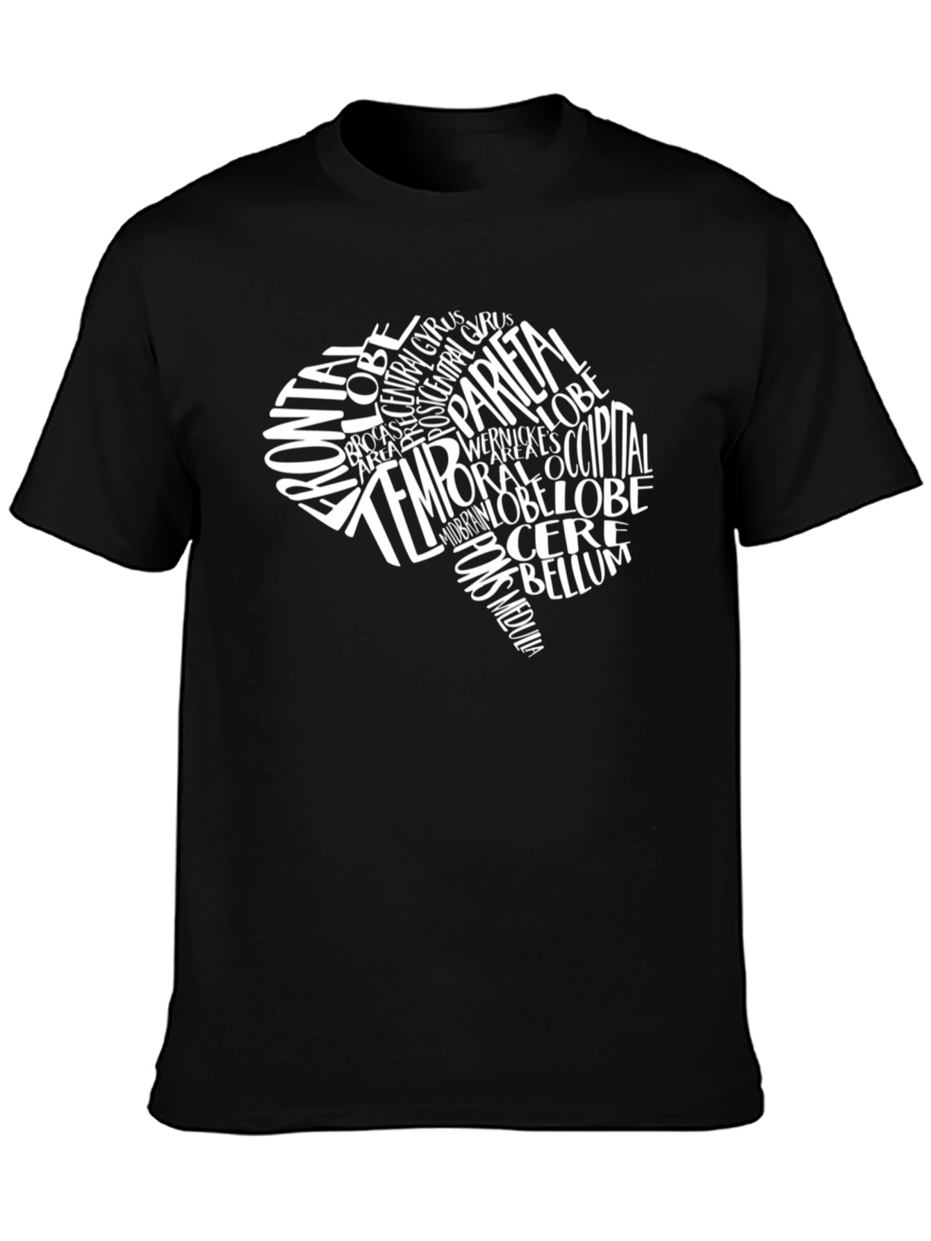 Brain Anatomy Typography Graphic T-Shirt - Black