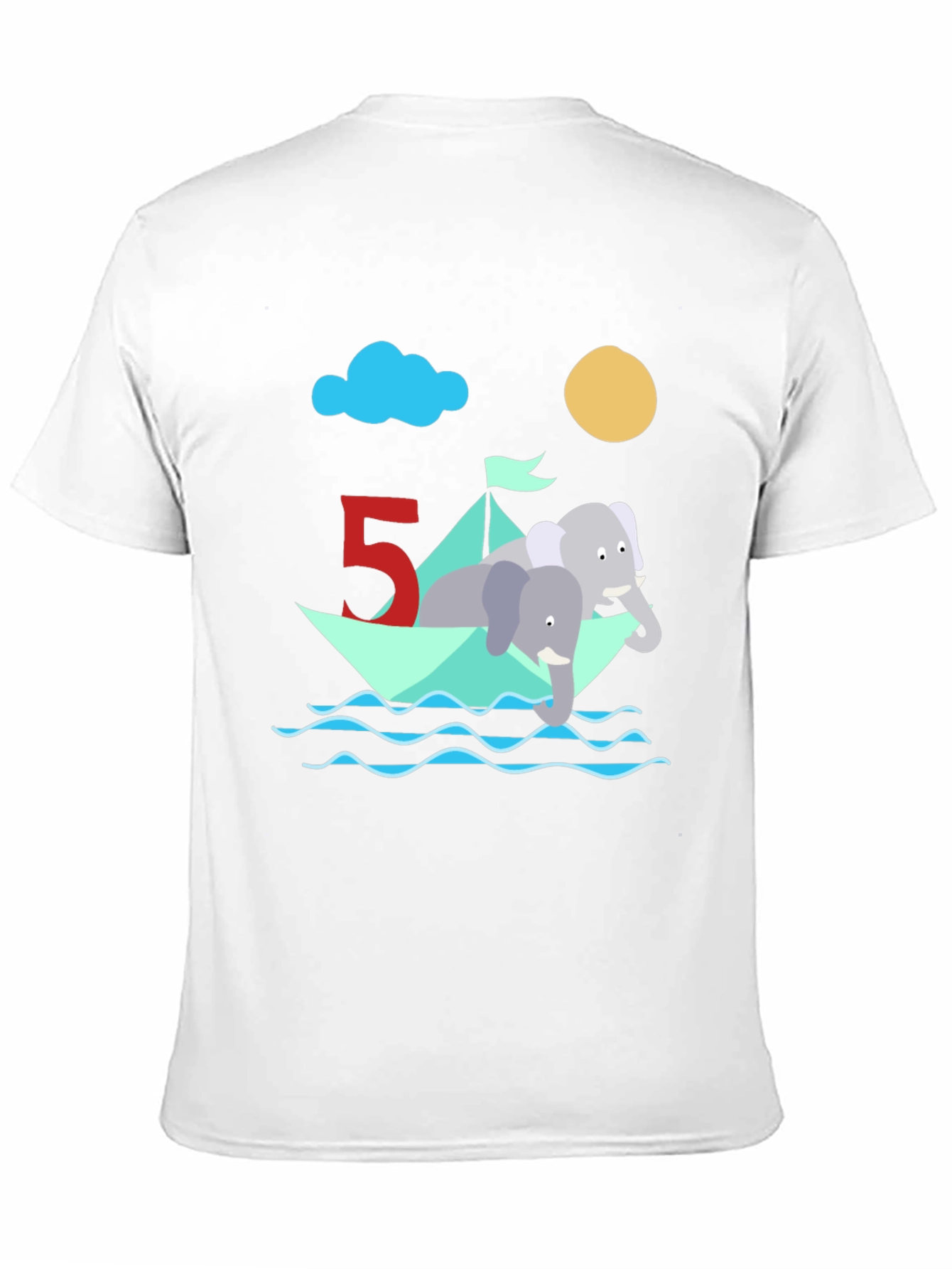 Cute 5th Birthday Elephant Boat T-Shirt