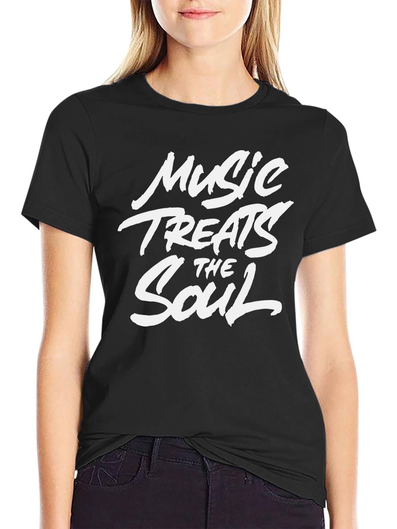 Music Treats the Soul Black Graphic T-Shirt